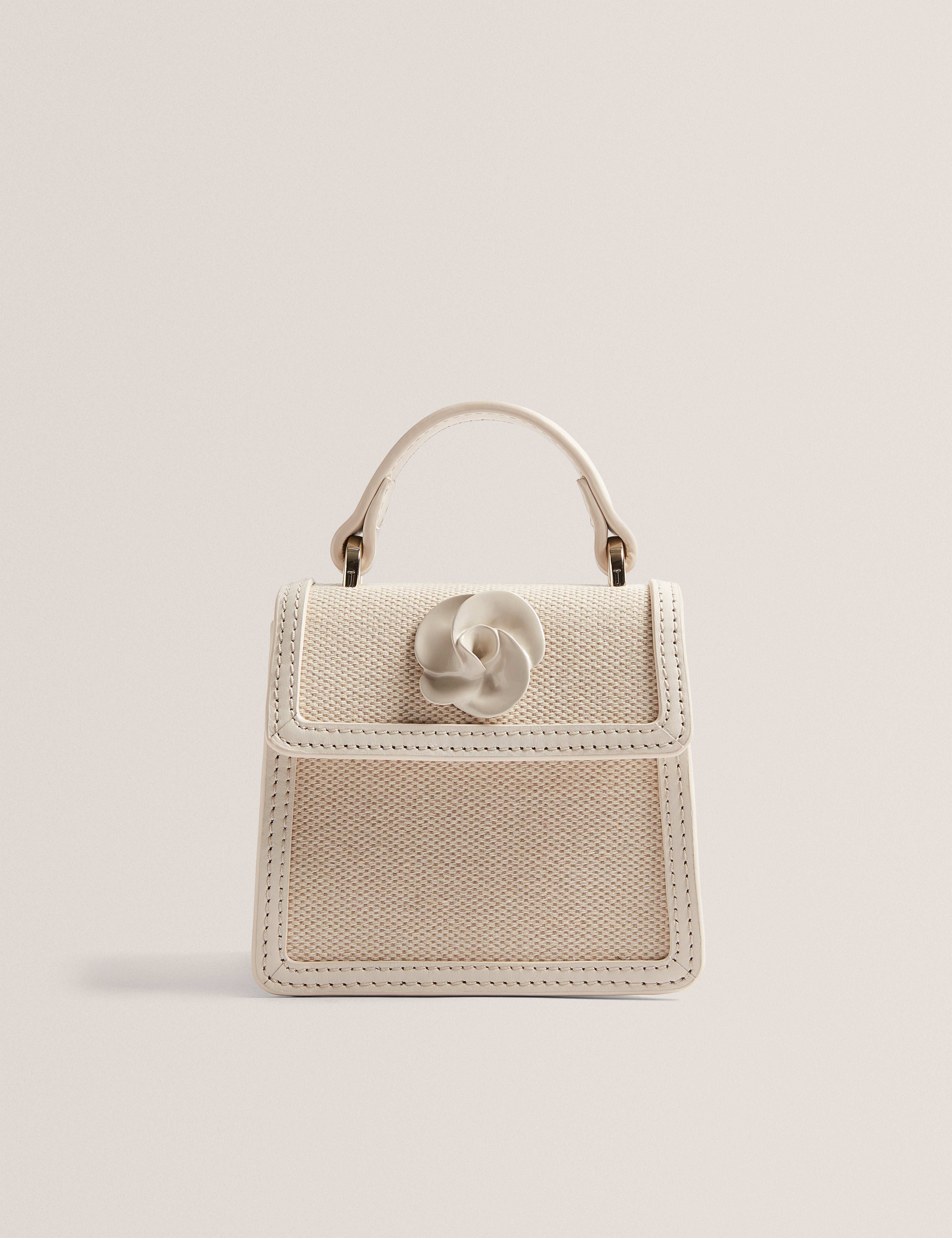 Audou Canvas Rose Hardware Mini Bag Ecru