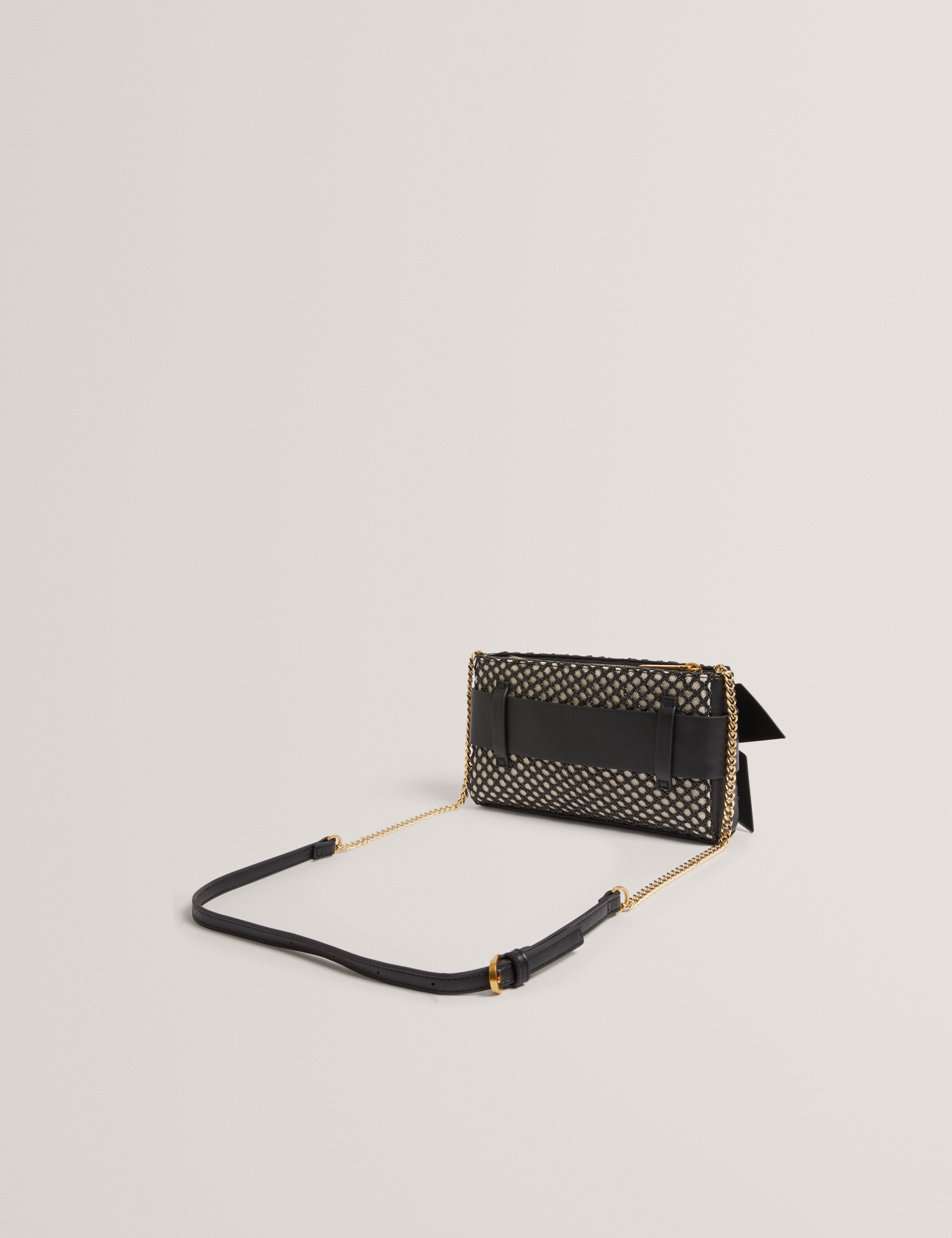 Jeesie Soft Pu Bow Canvas Clutch Bag Black