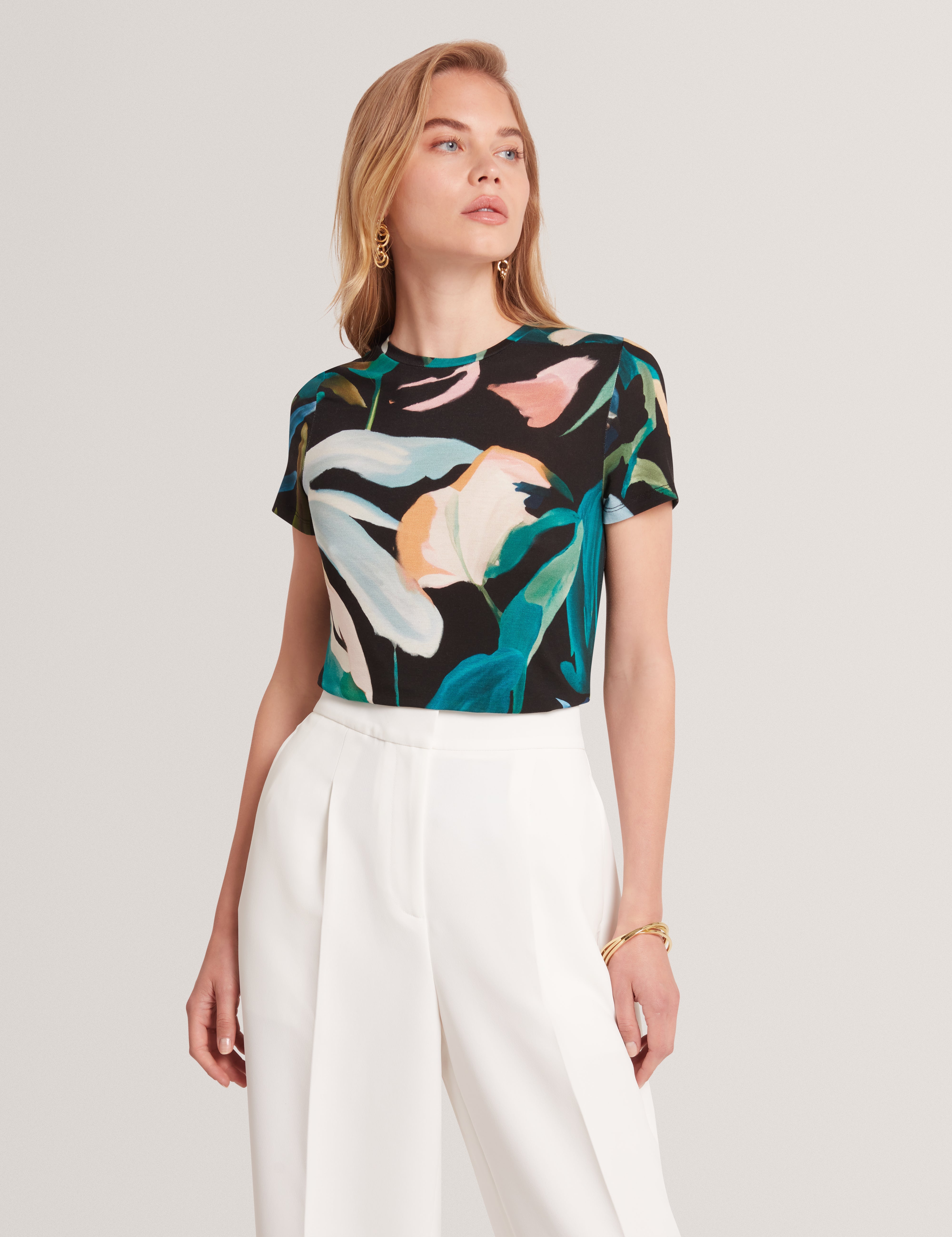 Haiiley Printed Fitted Short Sleeve Tee Black