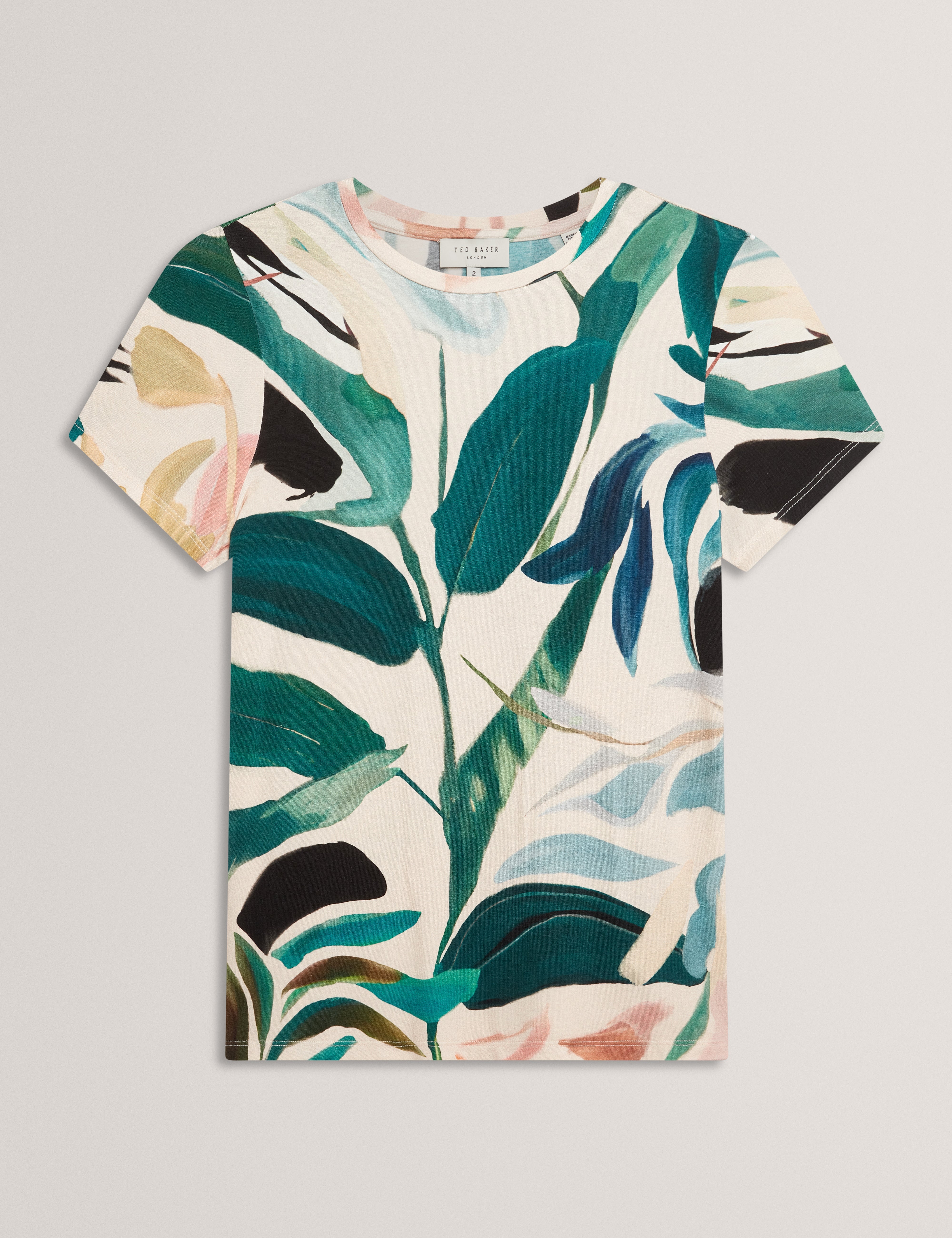 Haiiley Printed Fitted Short Sleeve Tee Nude-Pink