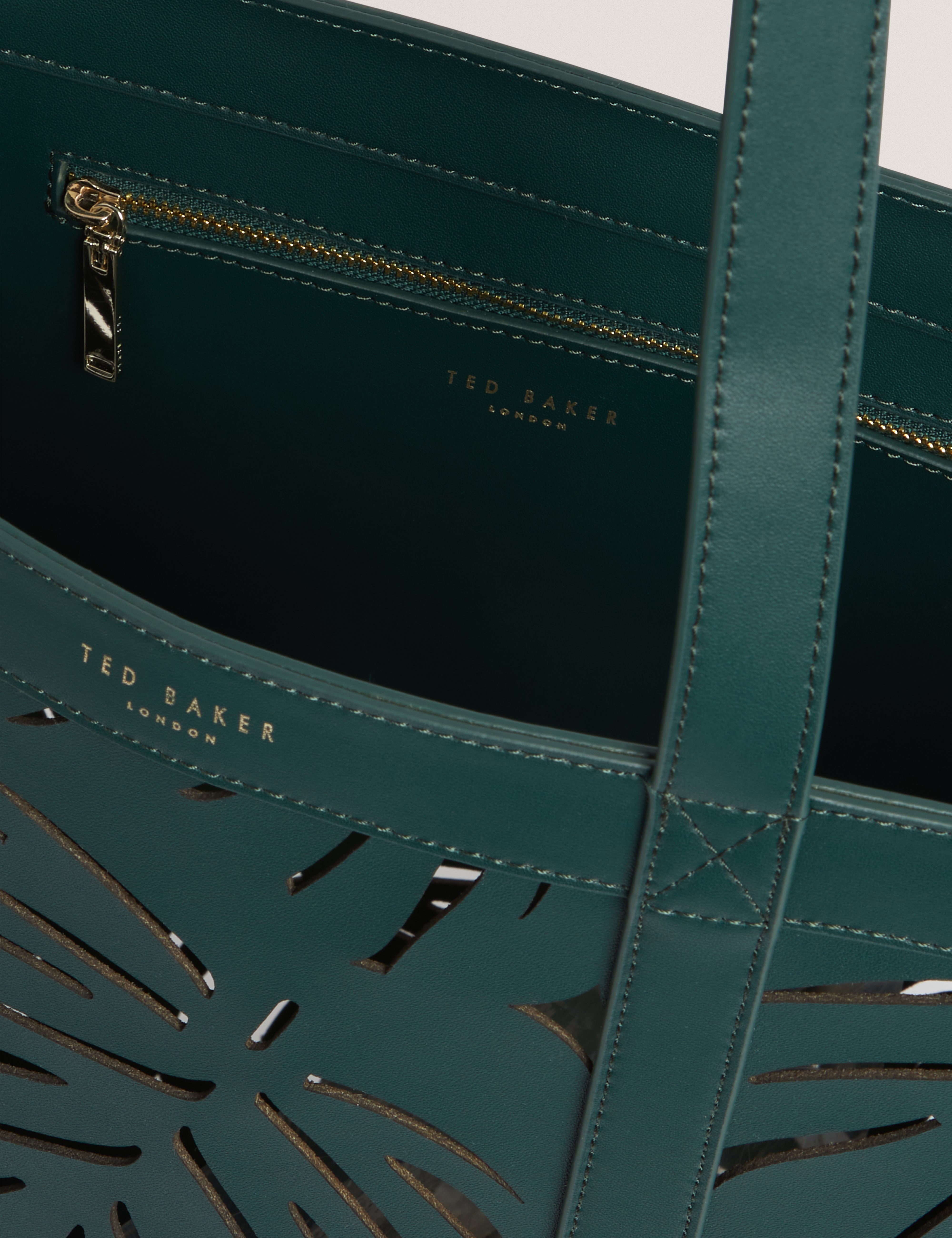 Leiian Leaf Detail Laser Cut Extra Large Tote Green