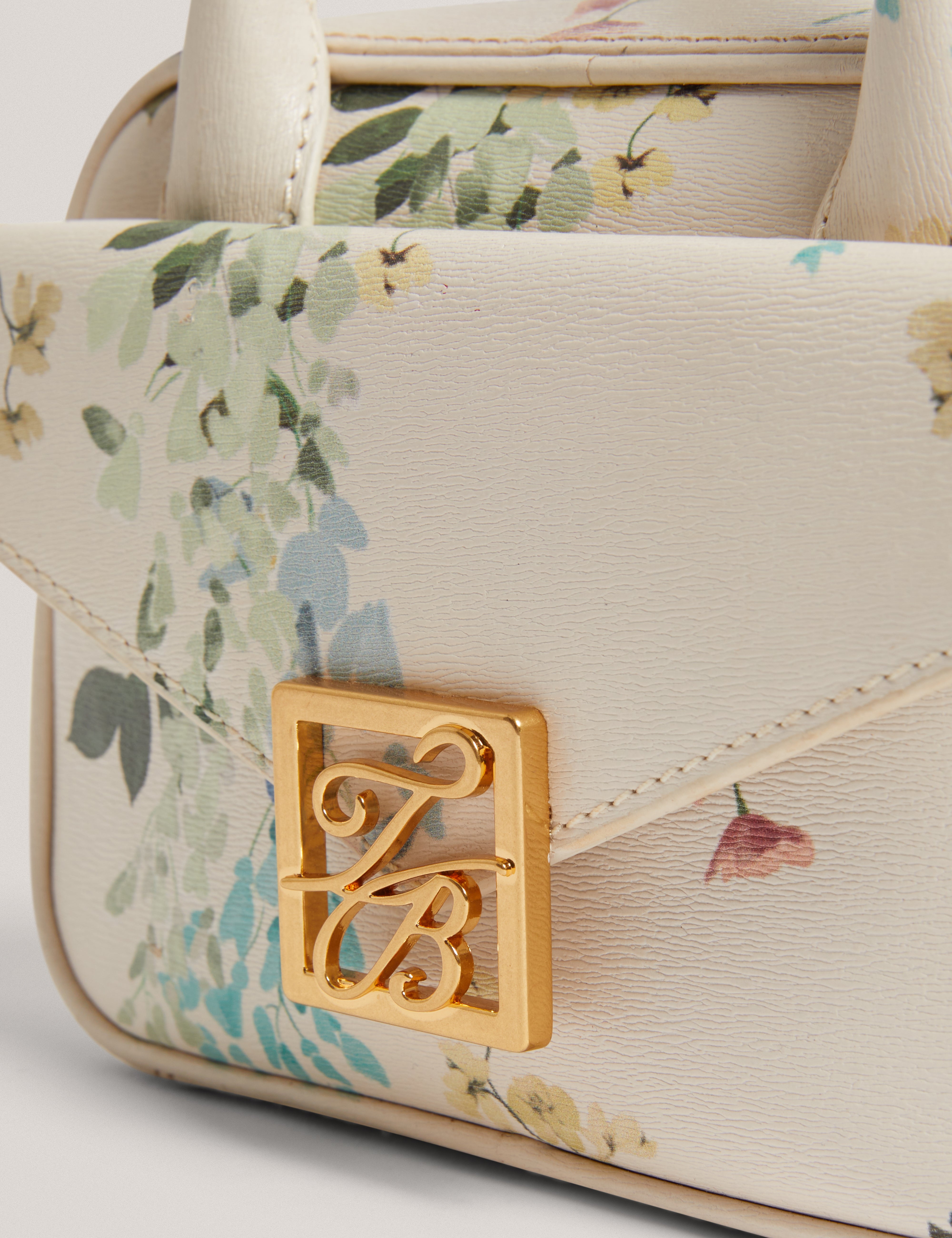 Anilee Tb Detail Floral Mini Leather Bag Ecru