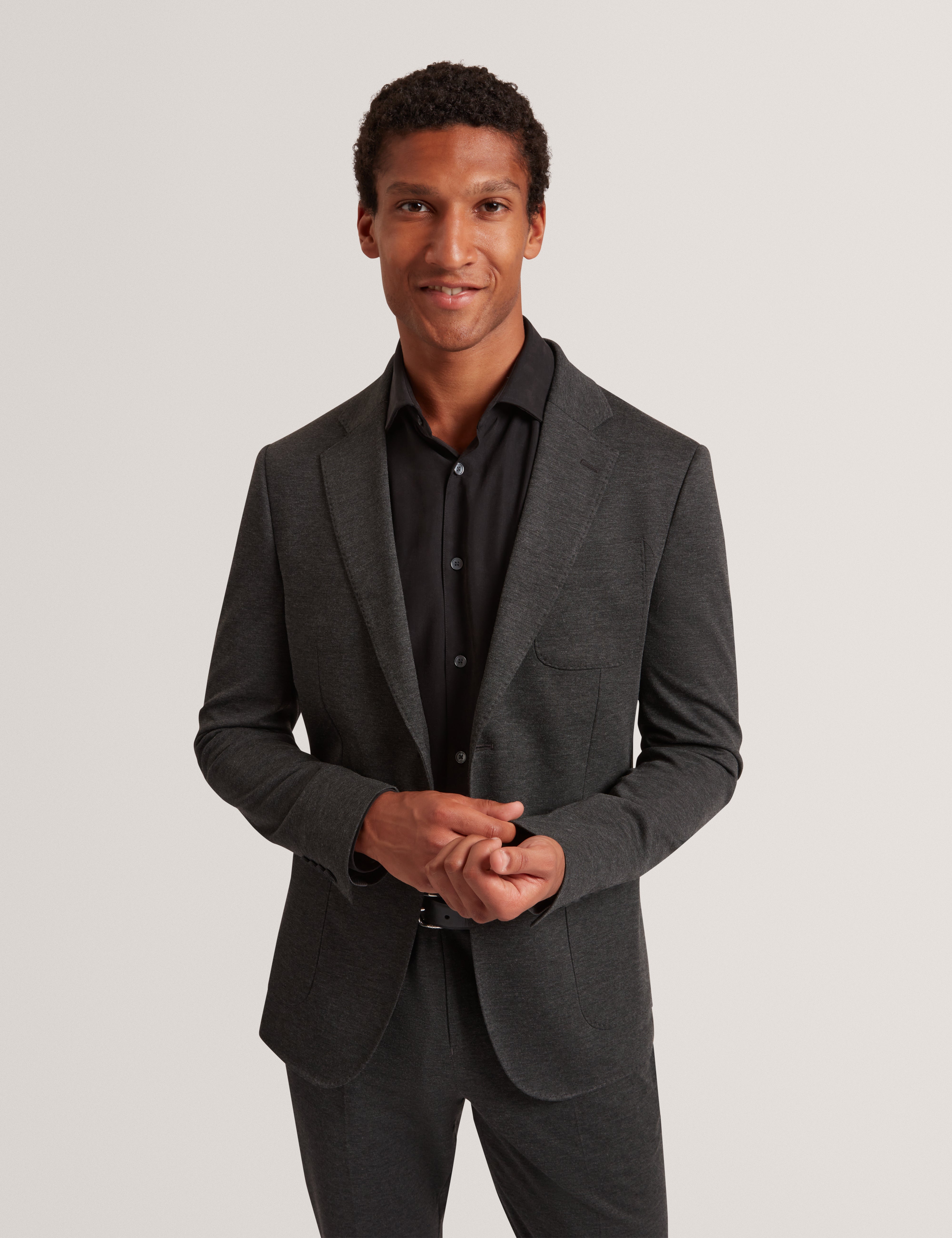 Merickj Tech Knit Wool Blend Slim Fit Blazer Dk-Grey