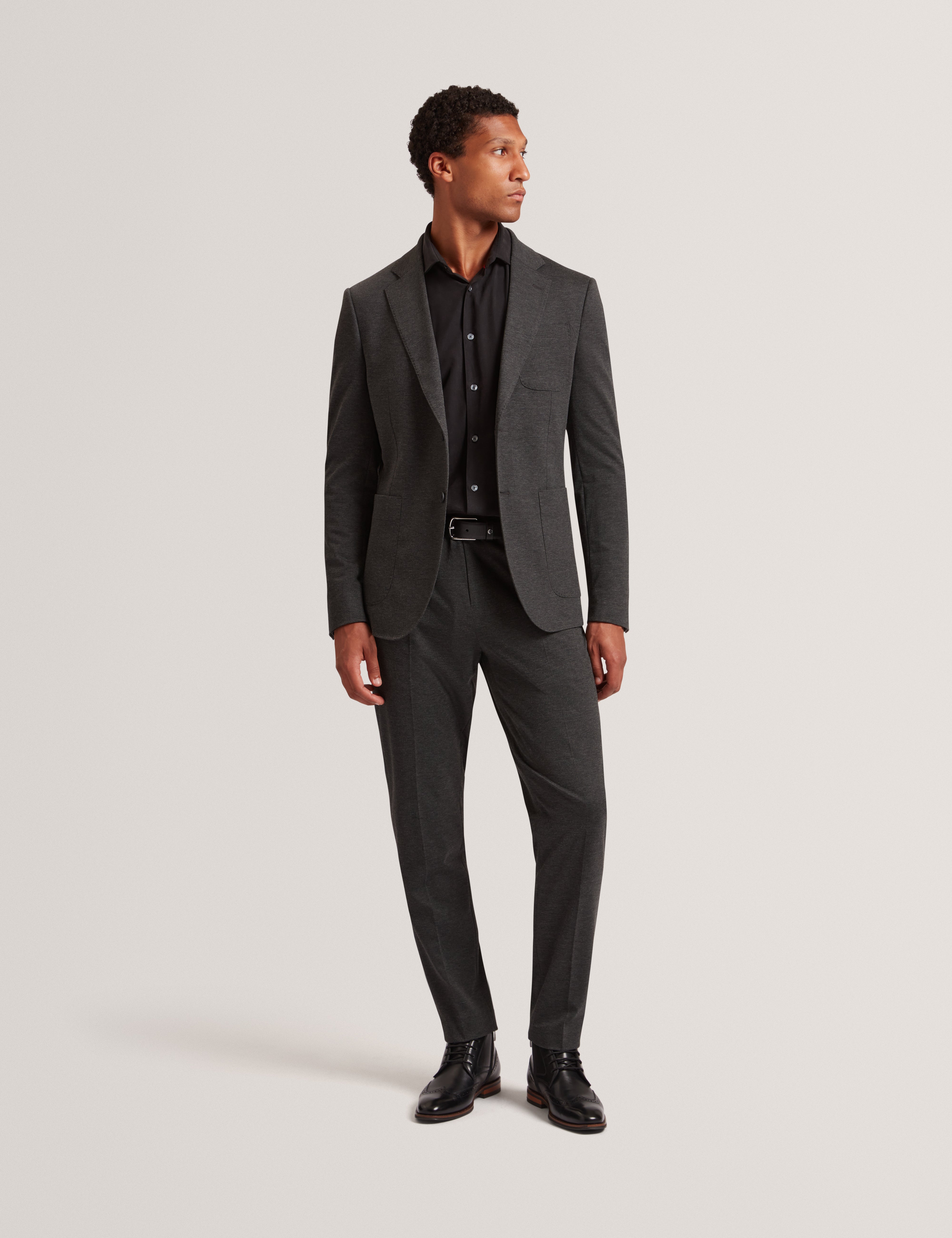 Merickj Tech Knit Wool Blend Slim Fit Blazer Dk-Grey