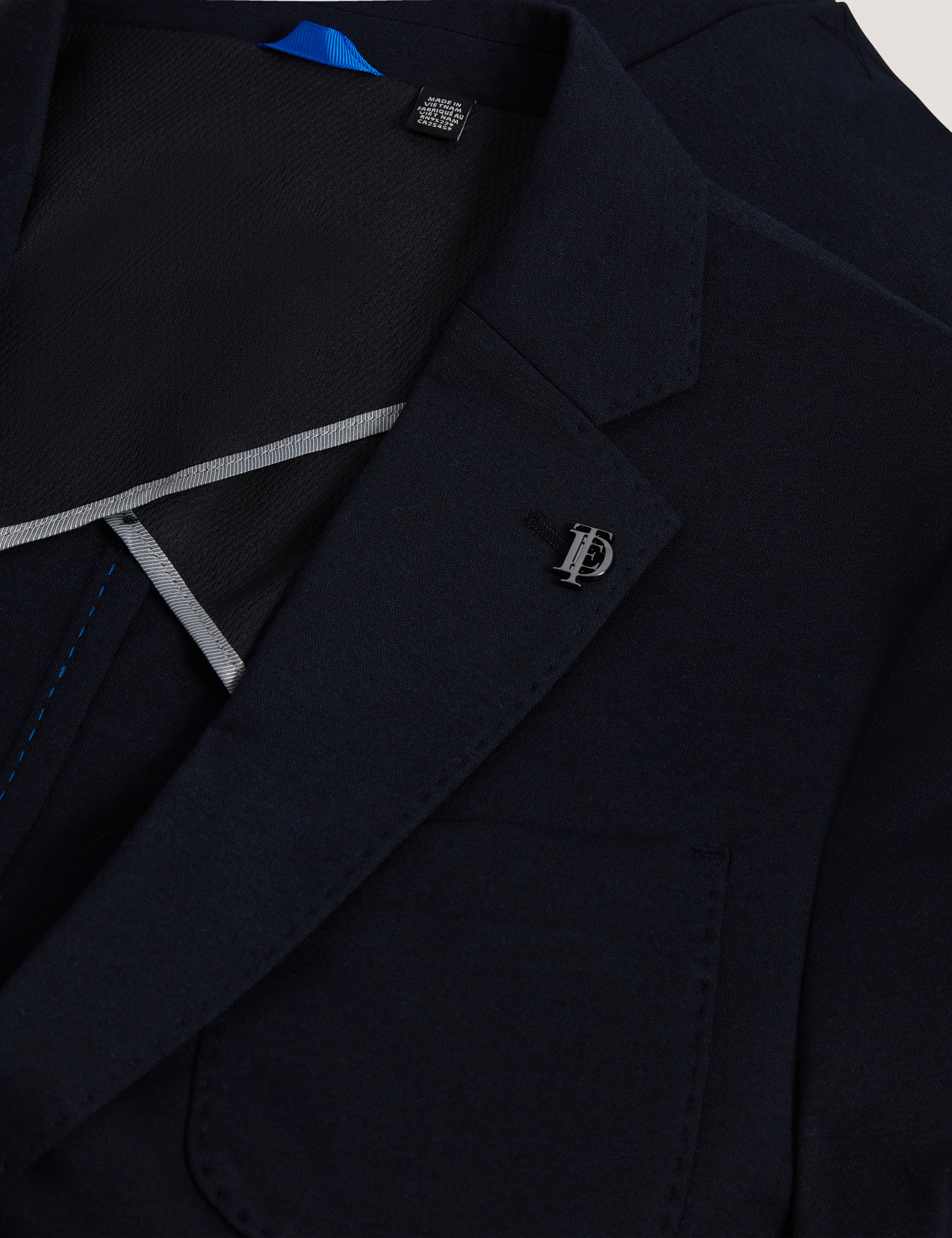 Merickj Tech Knit Wool Blend Slim Fit Blazer Navy