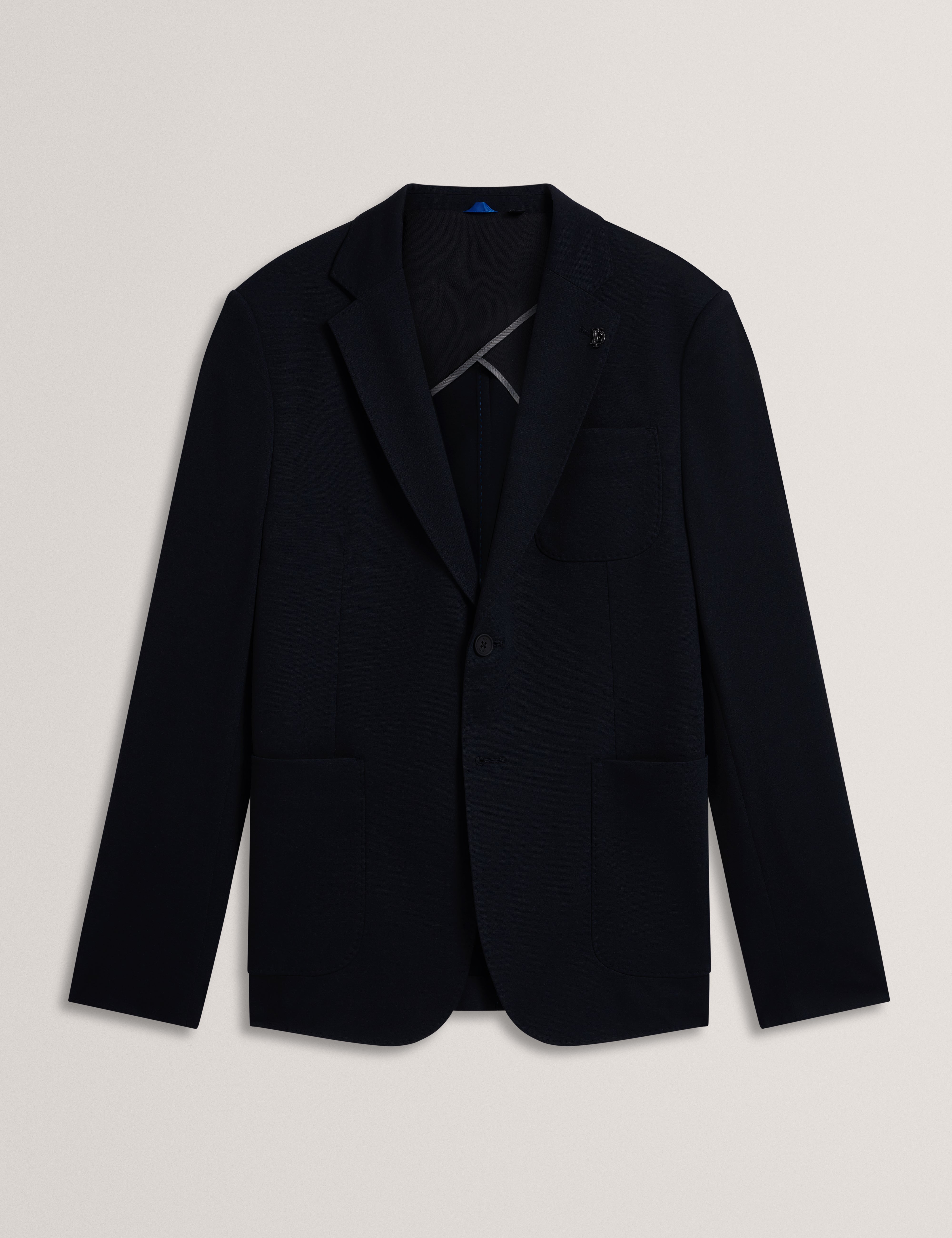 Merickj Tech Knit Wool Blend Slim Fit Blazer Navy