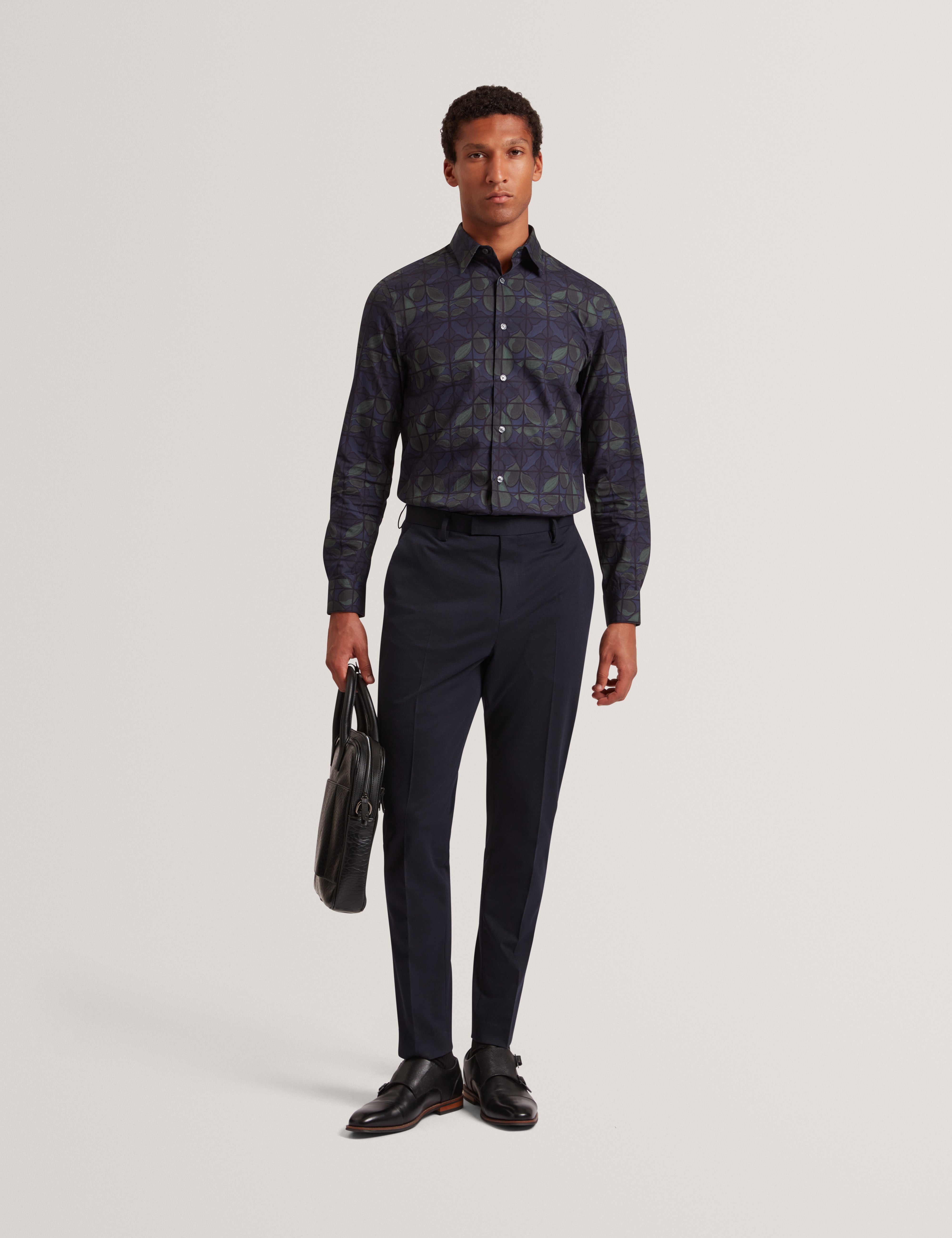 Merickt Slim Fit Tech Knit Wool Blend Trouser Navy