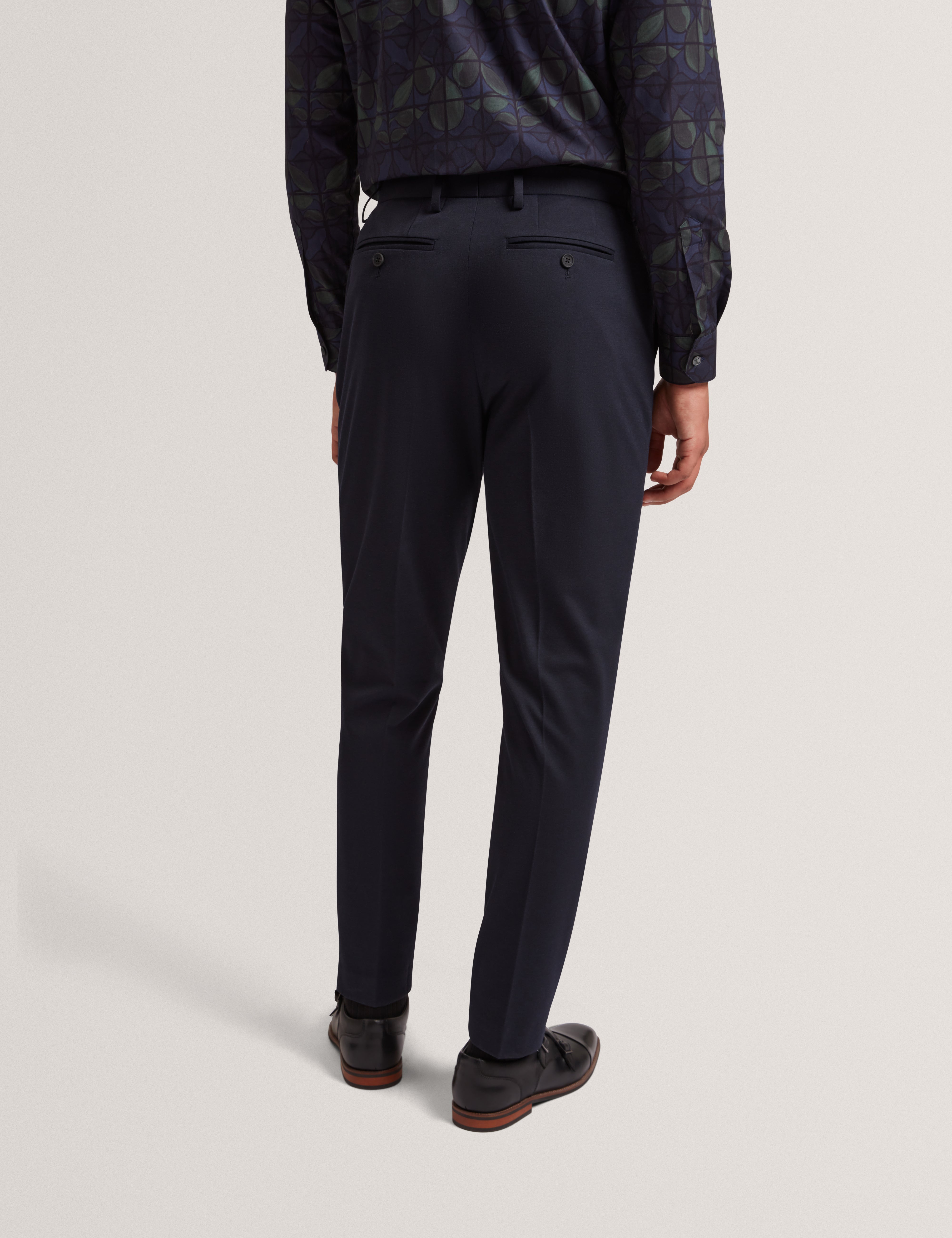 Merickt Slim Fit Tech Knit Wool Blend Trouser Navy