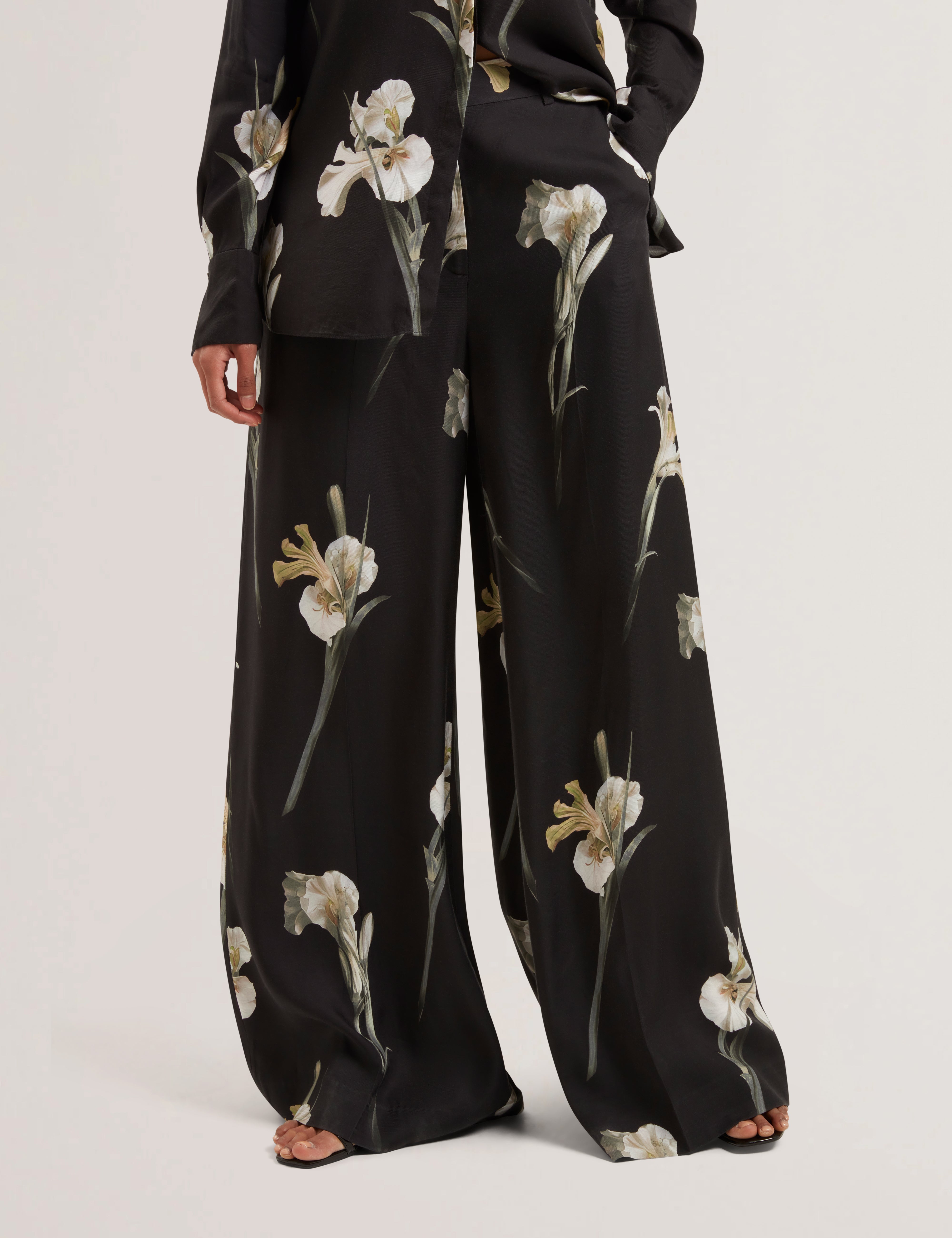 Alboo Printed Wide Leg Trouser Black