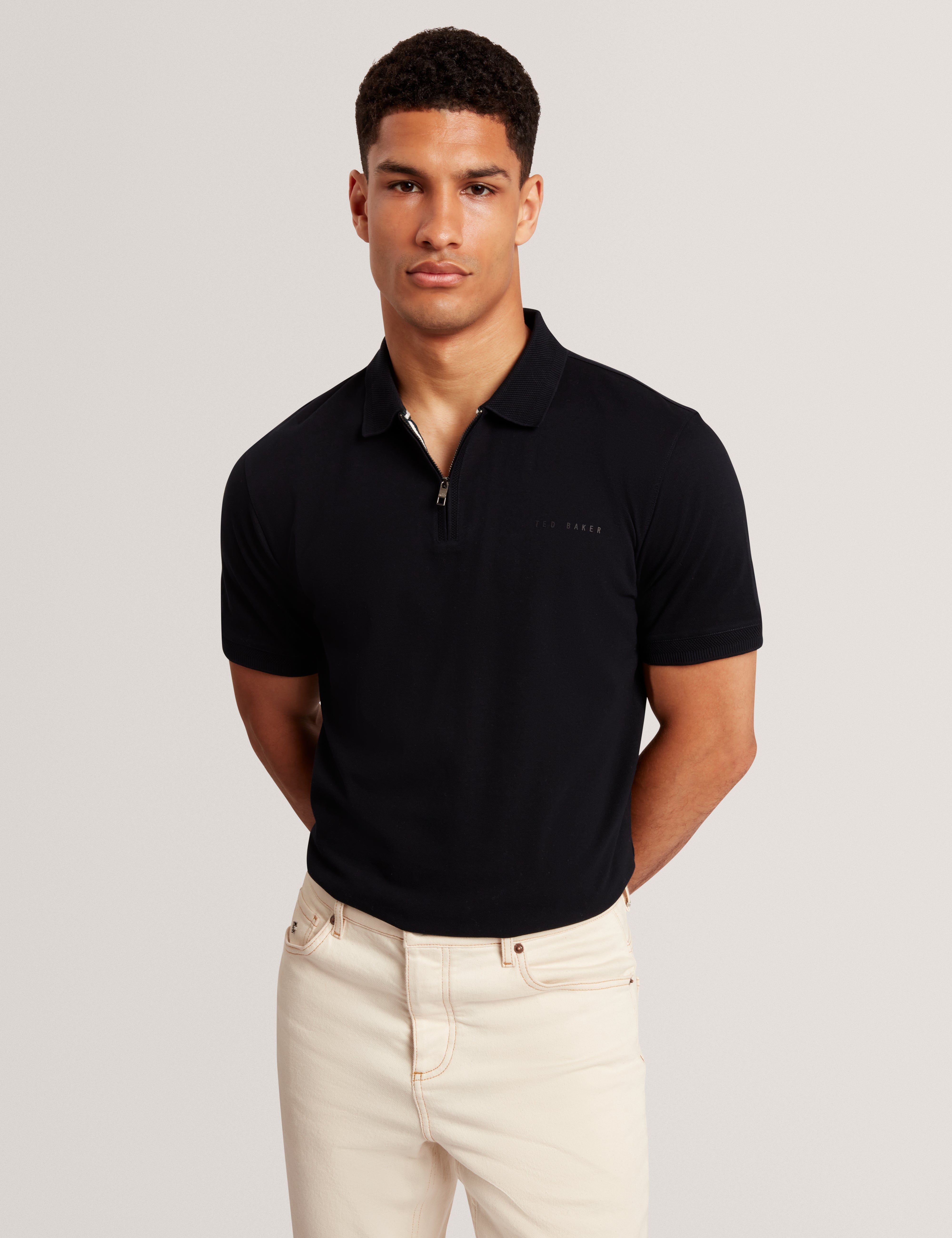 Cyrile Branded Honeycomb Trim Ss Polo Navy