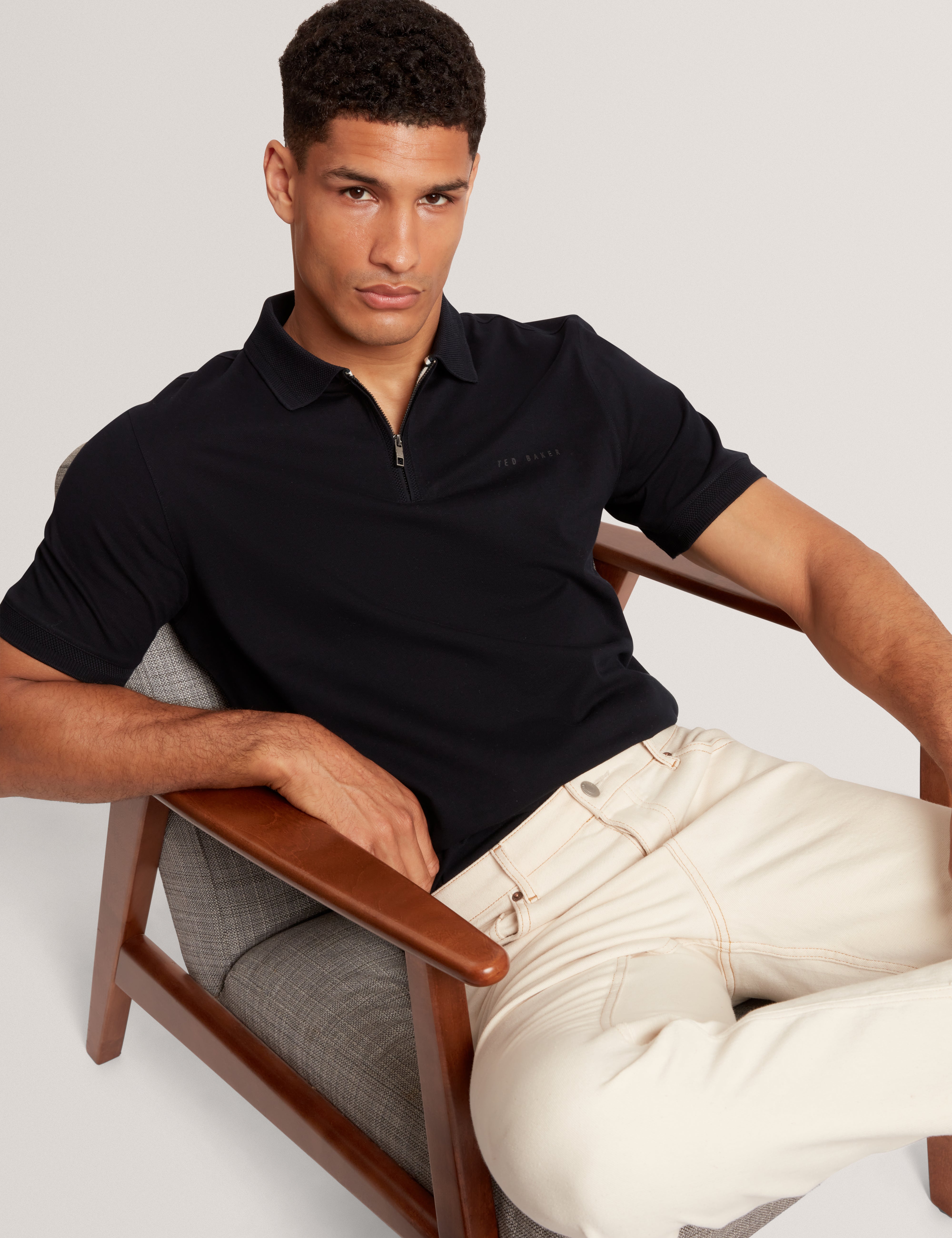 Cyrile Branded Honeycomb Trim Ss Polo Navy