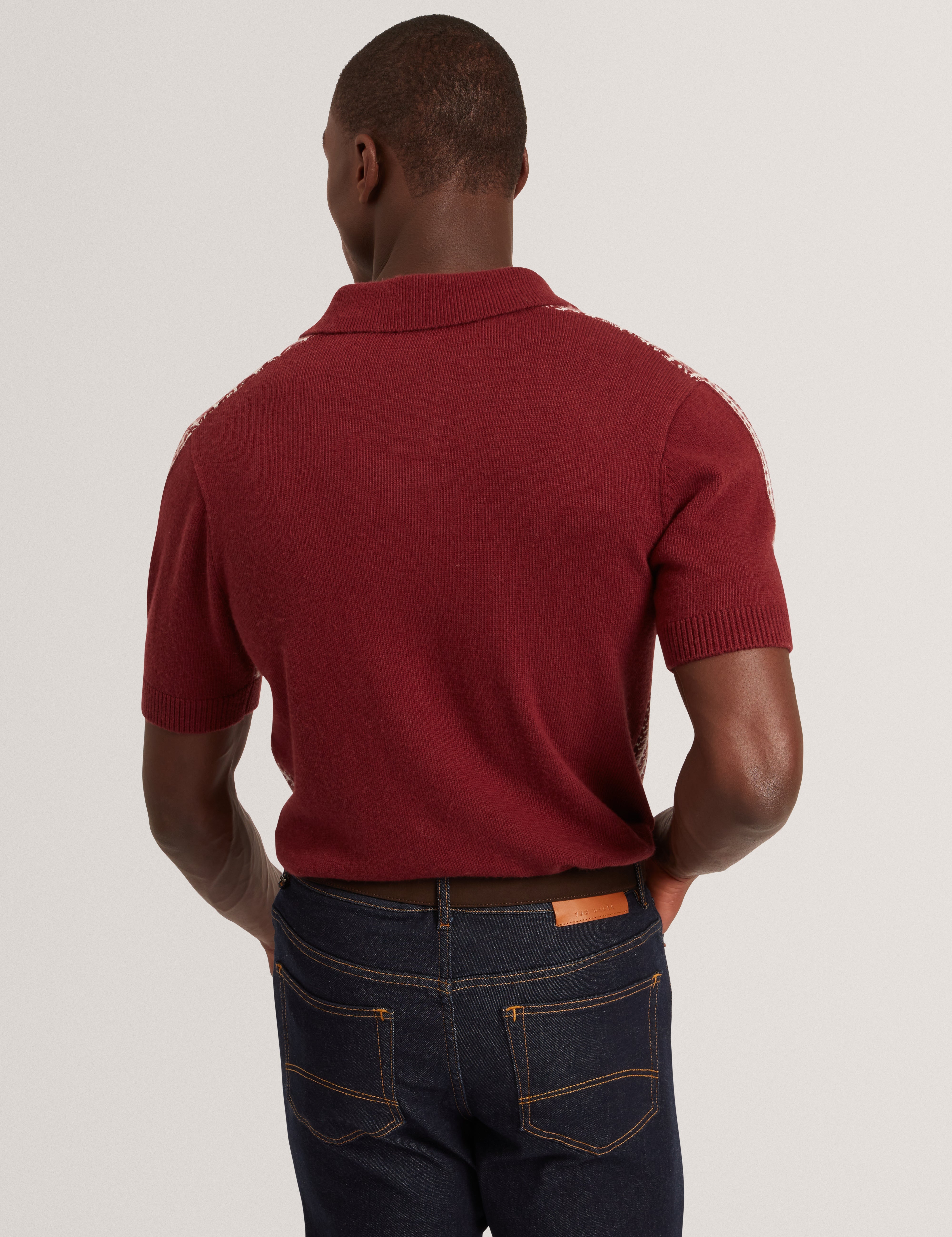 Kolomer Ss Herringbone Texture Polo Maroon