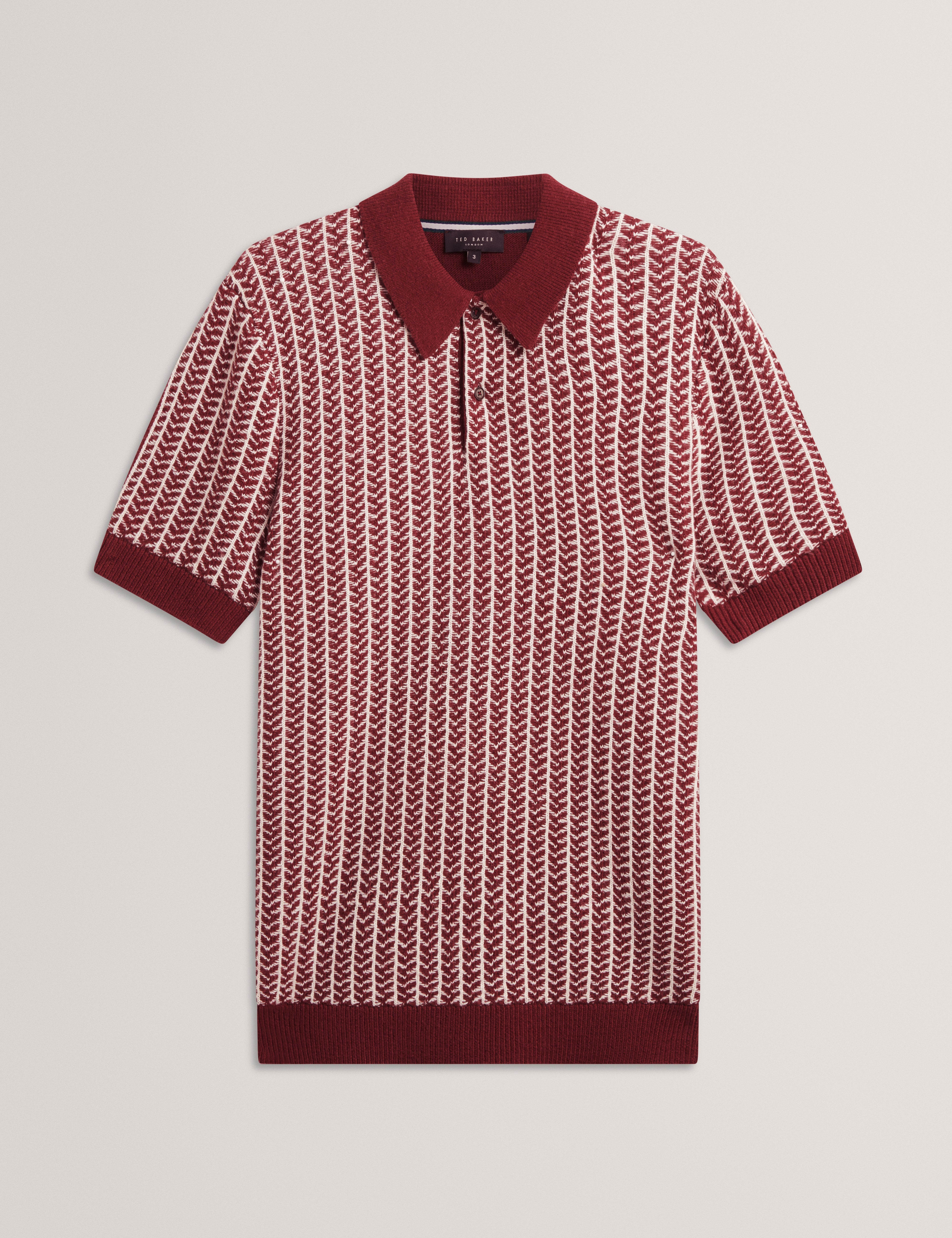 Kolomer Ss Herringbone Texture Polo Maroon
