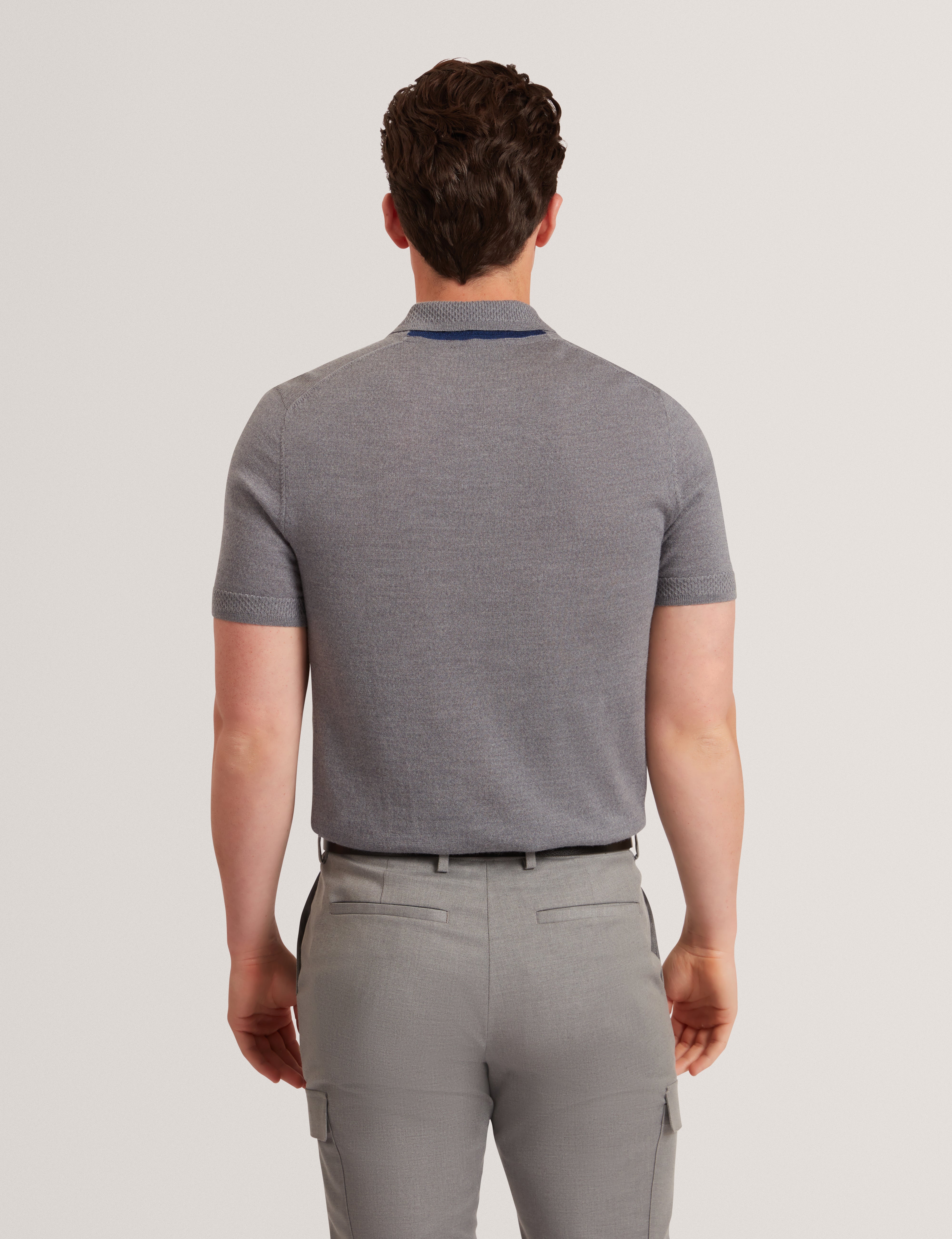 Chriesy Ss Branded Merino Knitted Polo Mid-Grey