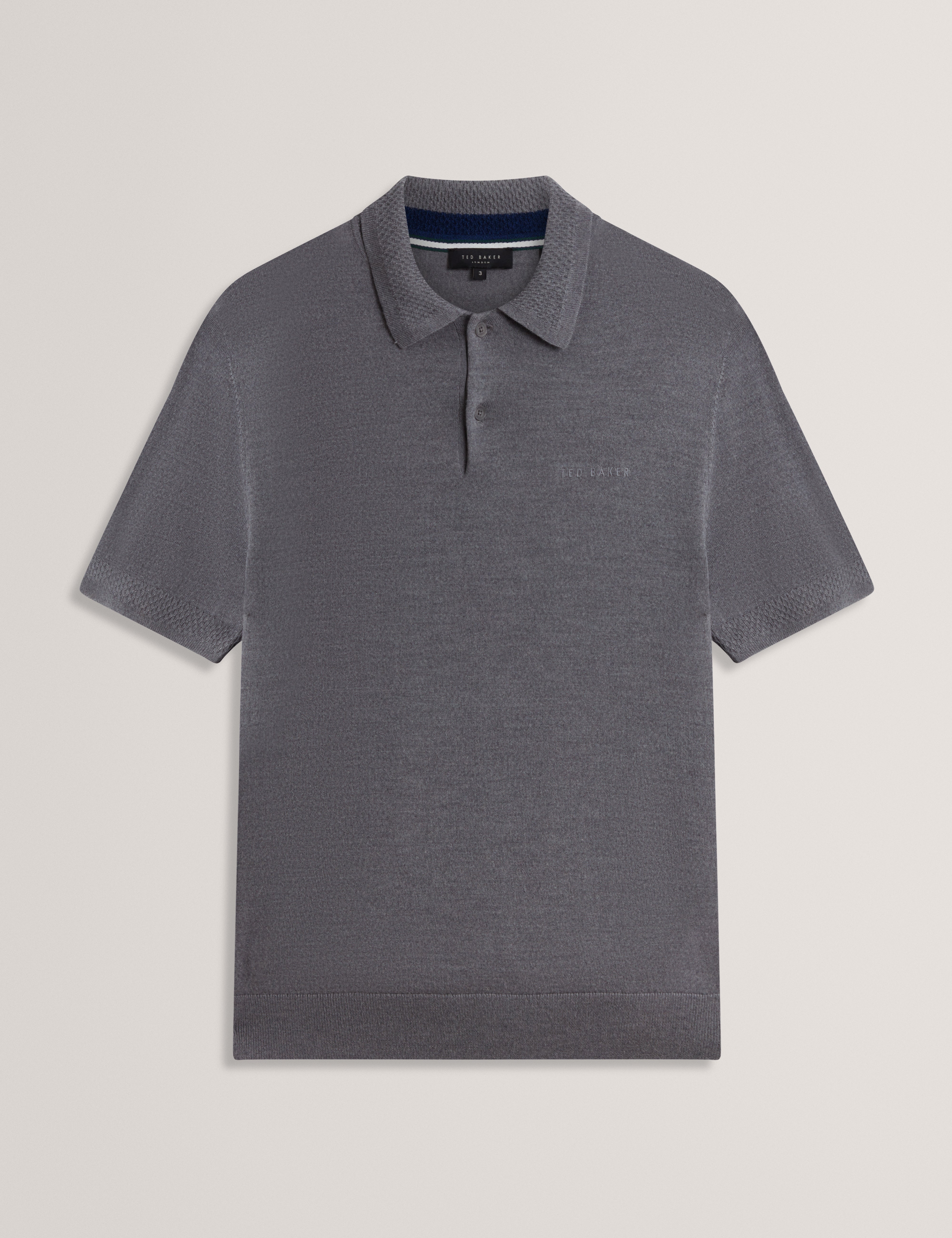 Chriesy Ss Branded Merino Knitted Polo Mid-Grey