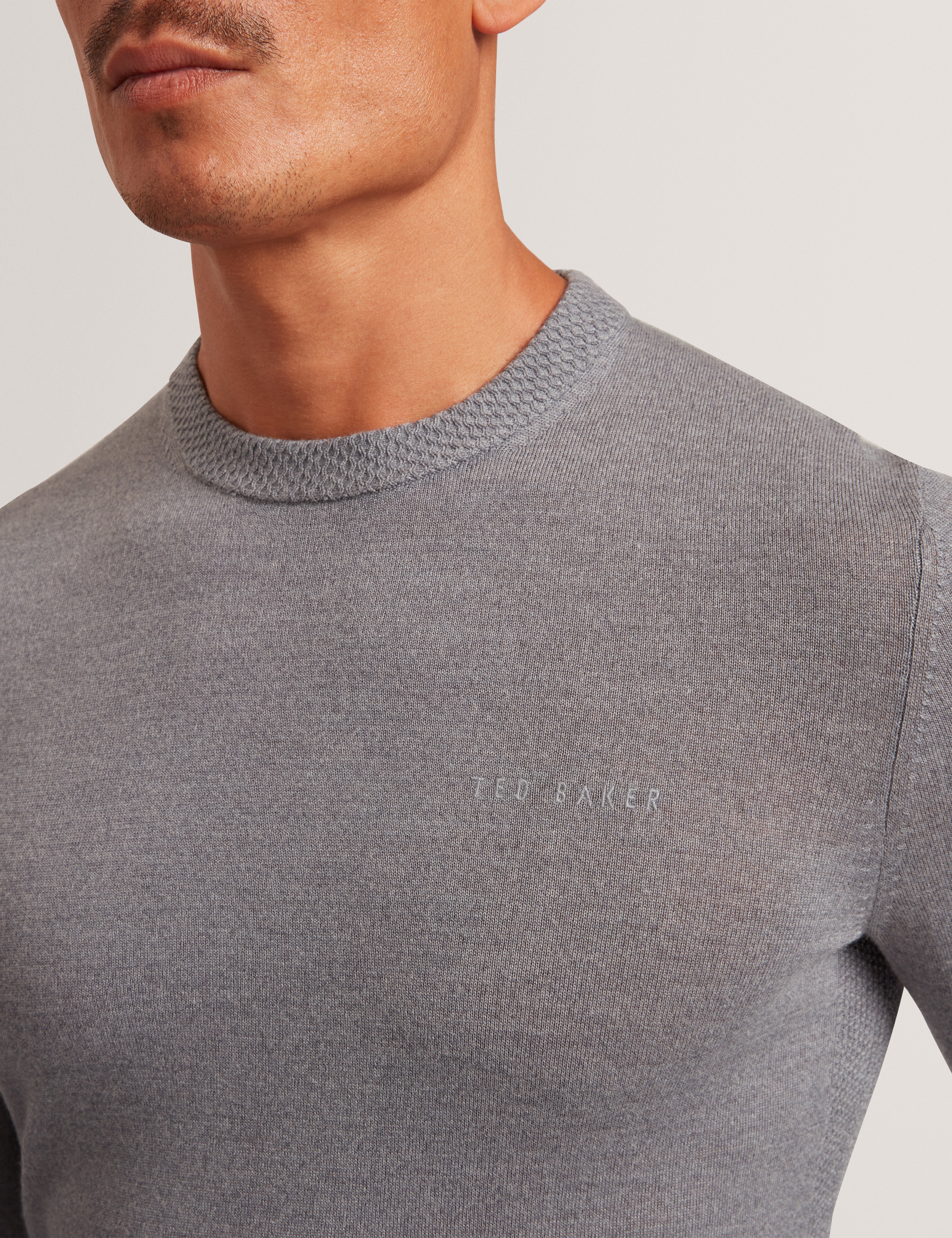 Laurnce Branded Merino Crew Neck Jumper Mid-Grey