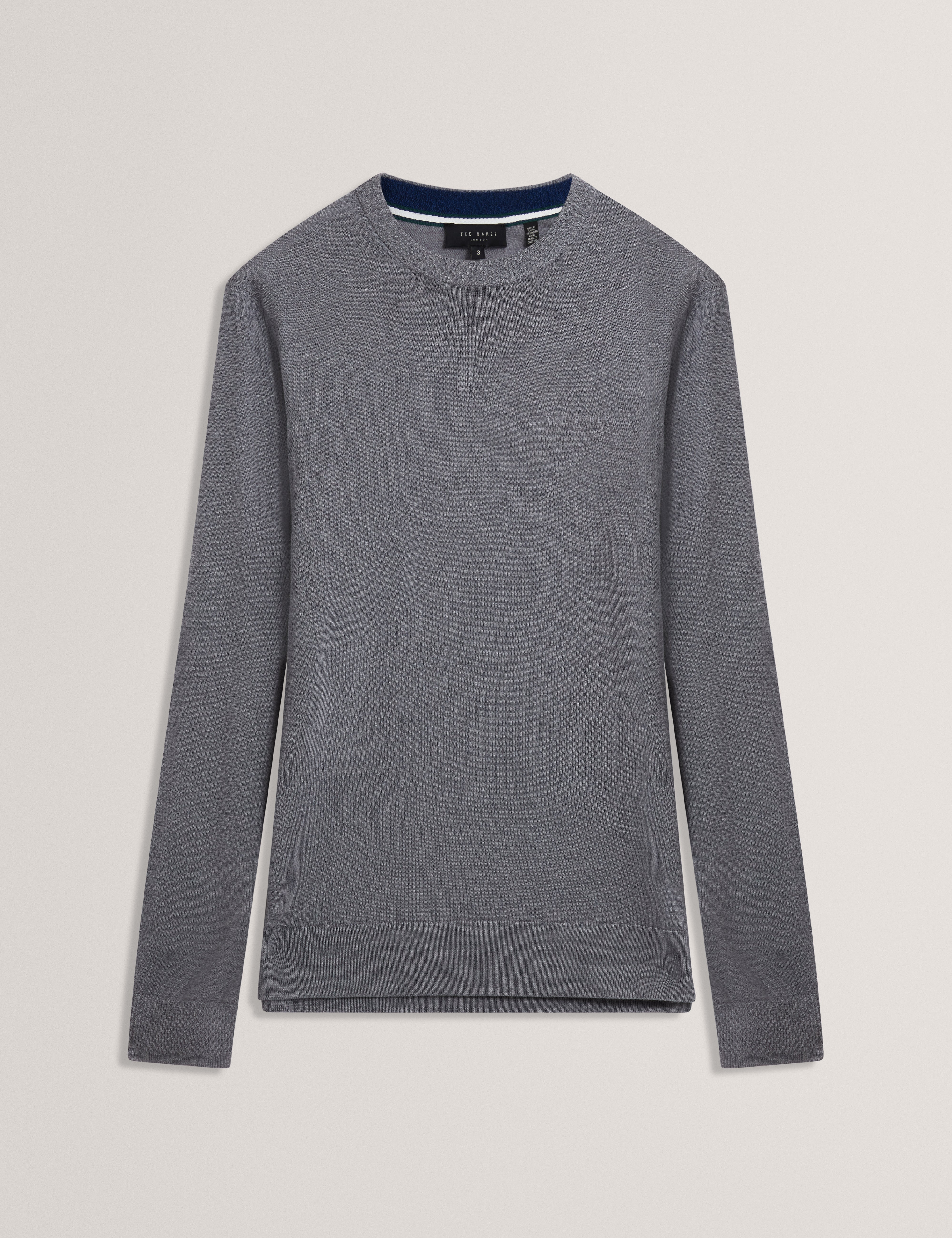 Laurnce Branded Merino Crew Neck Jumper Mid-Grey