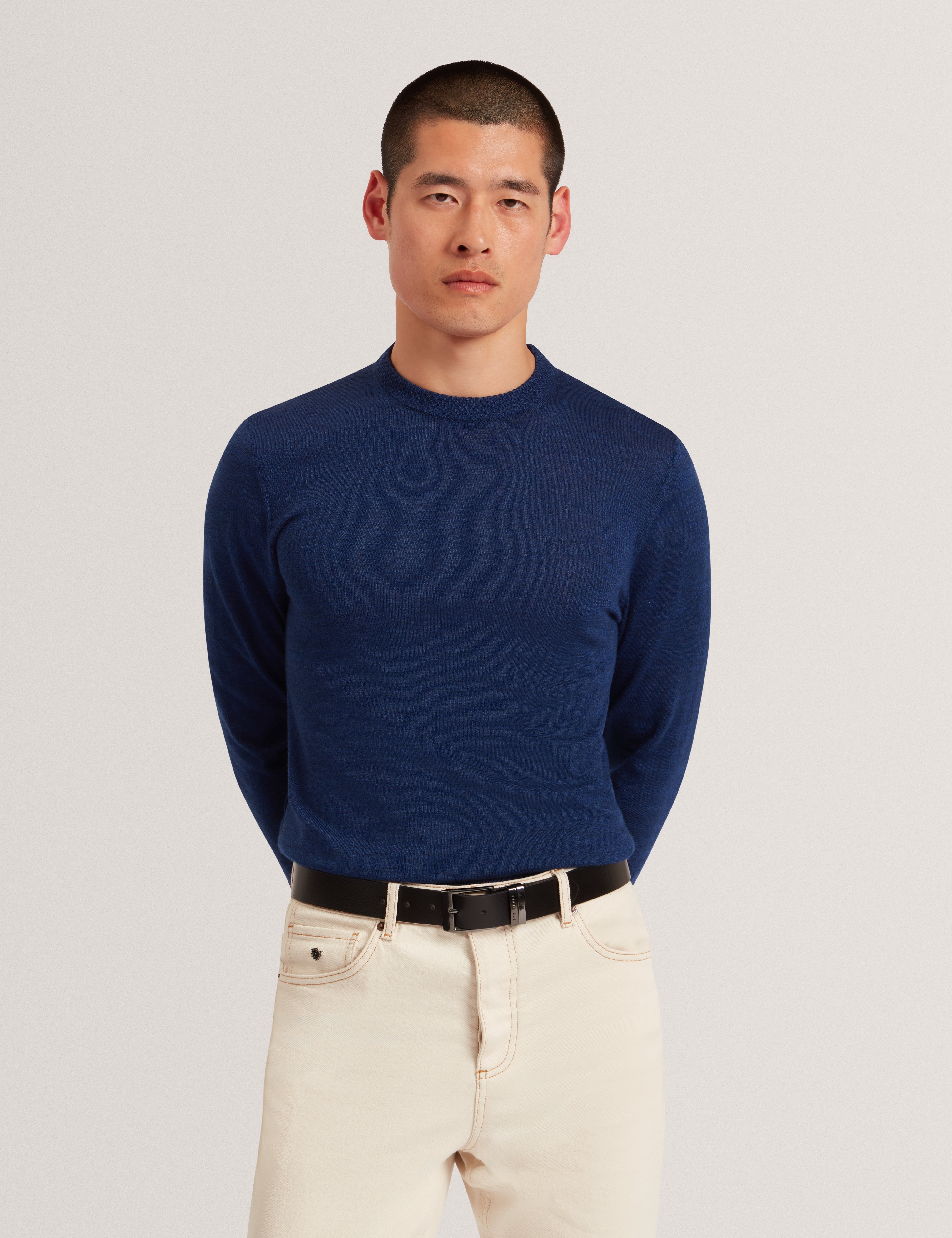 Laurnce Branded Merino Crew Neck Jumper Navy