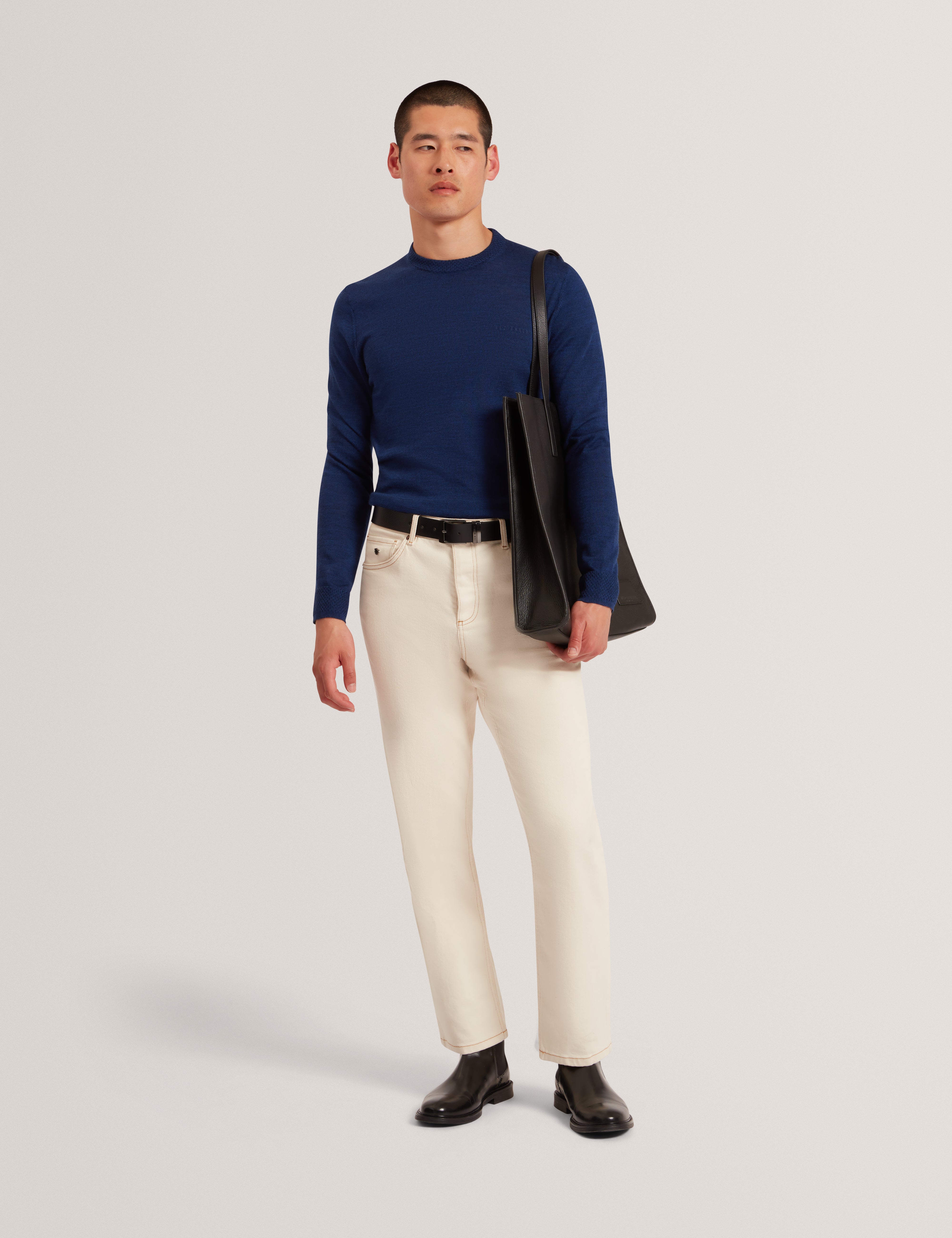 Laurnce Branded Merino Crew Neck Jumper Navy
