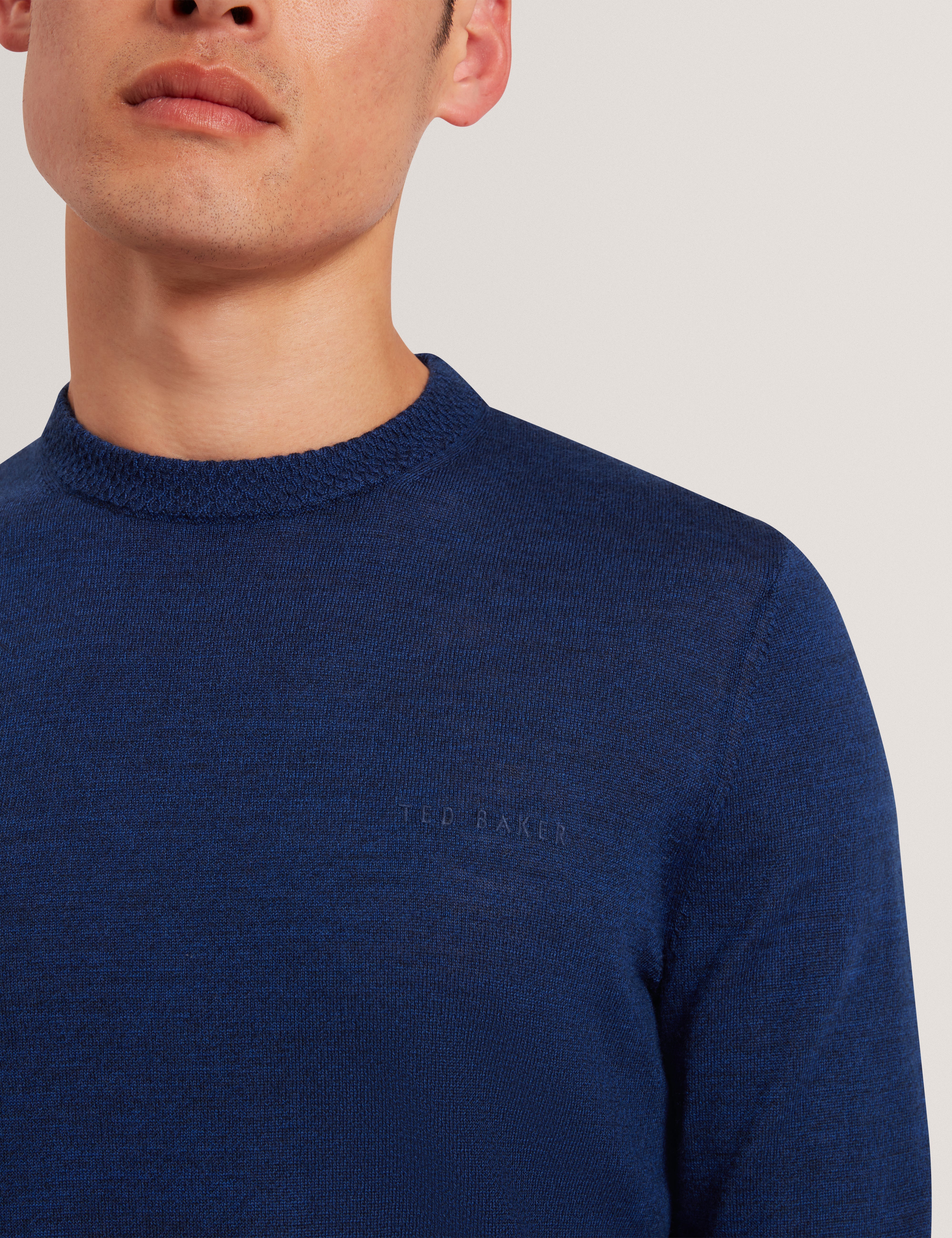 Laurnce Branded Merino Crew Neck Jumper Navy