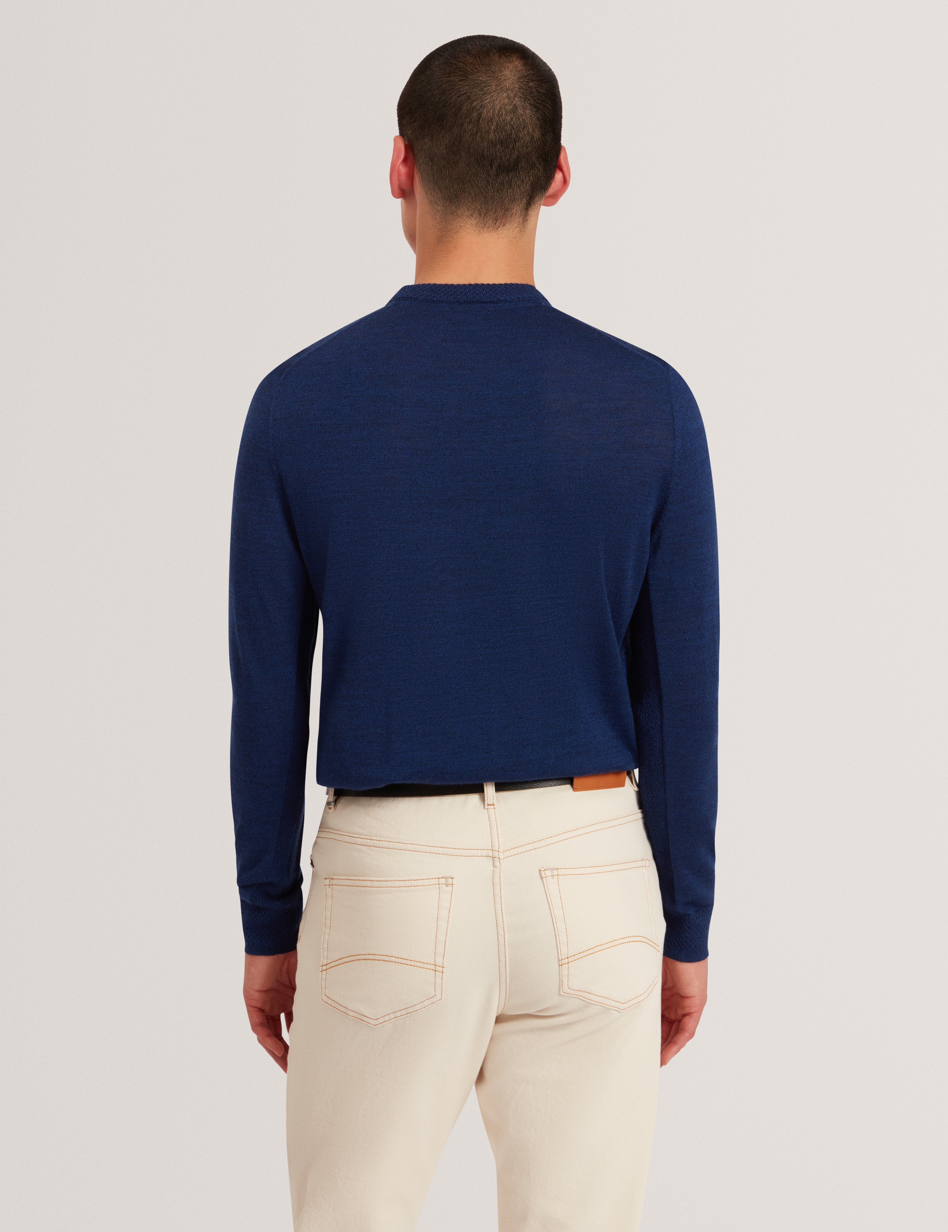 Laurnce Branded Merino Crew Neck Jumper Navy