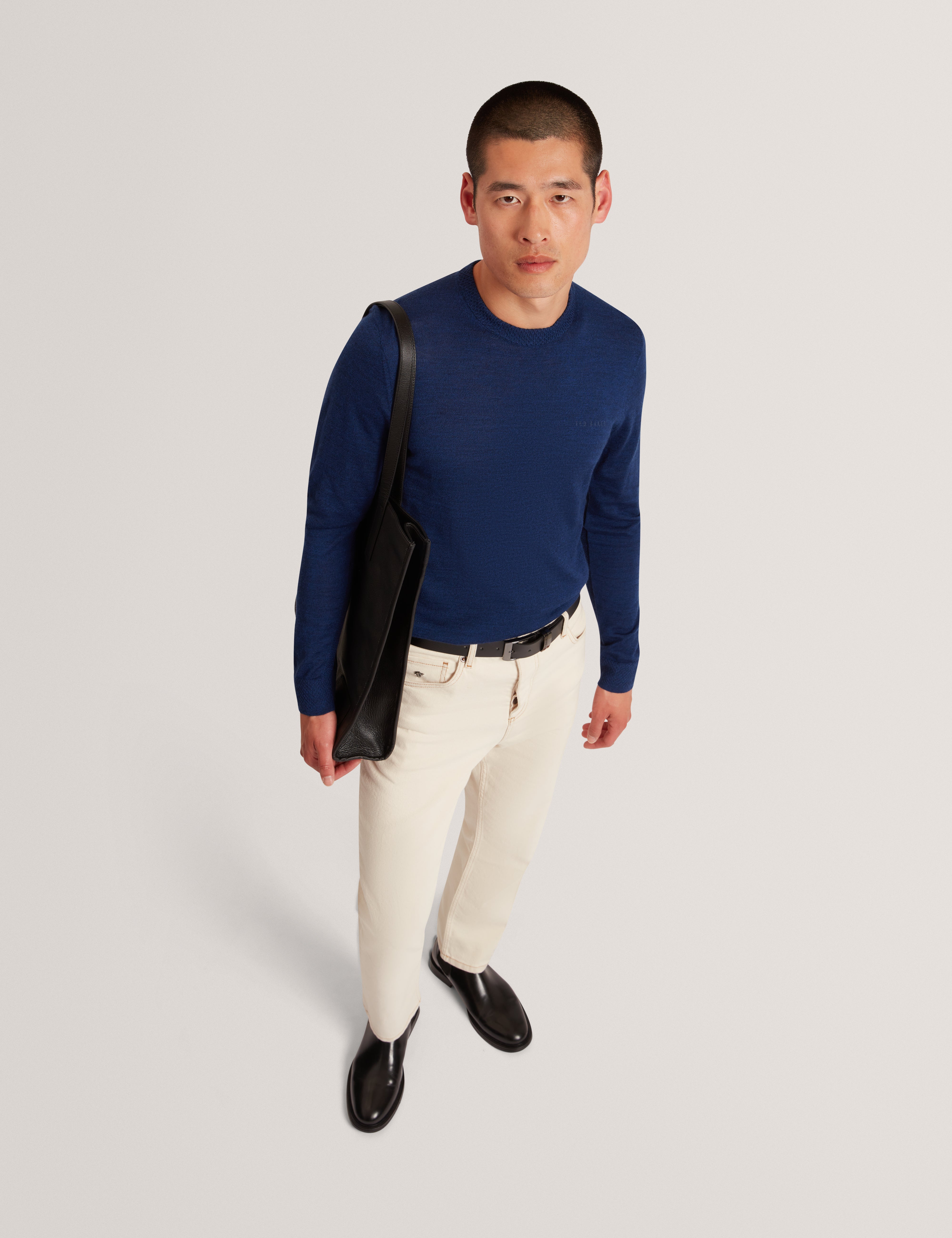 Laurnce Branded Merino Crew Neck Jumper Navy