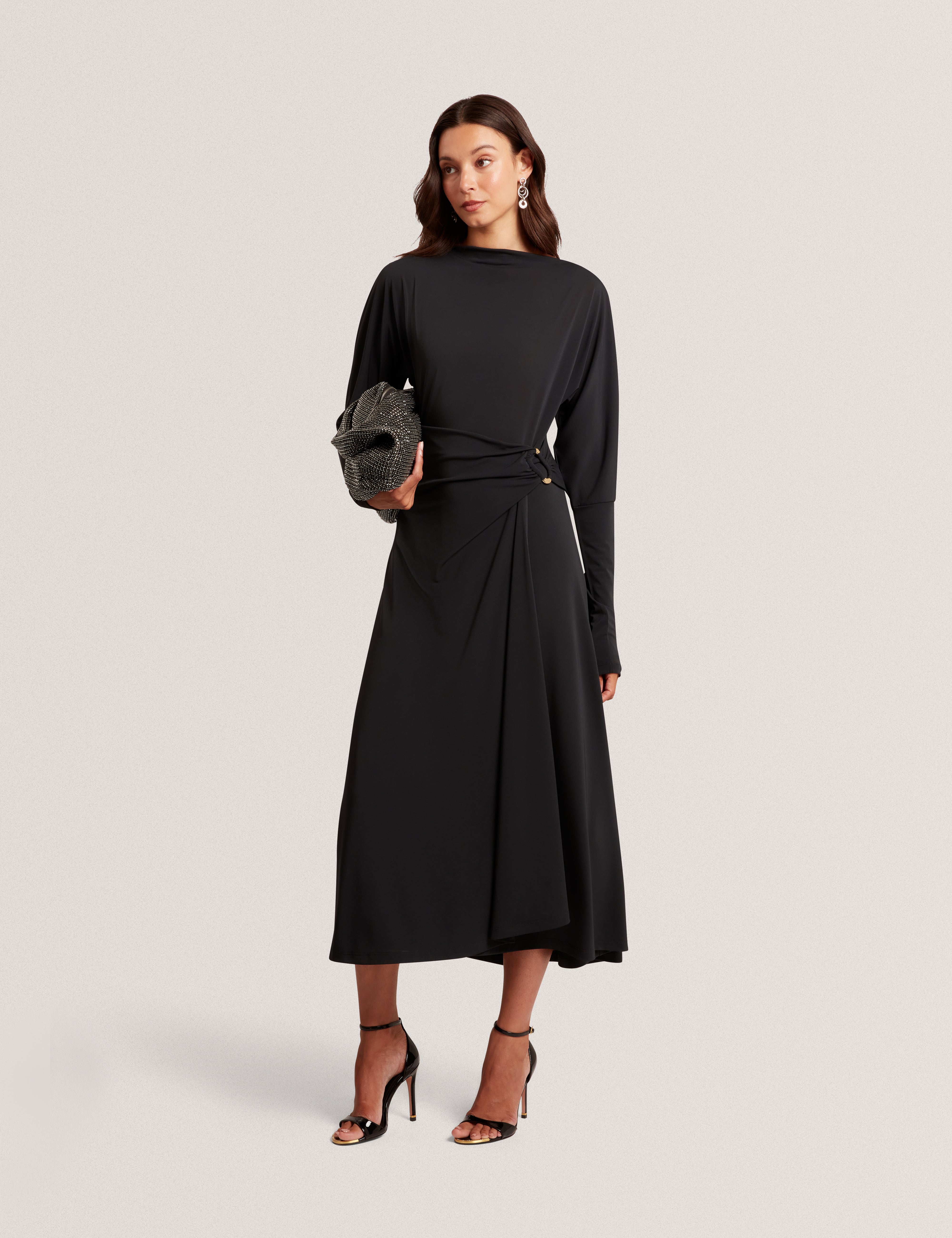 Ralhaa Wrap Jersey Midi Dress Black