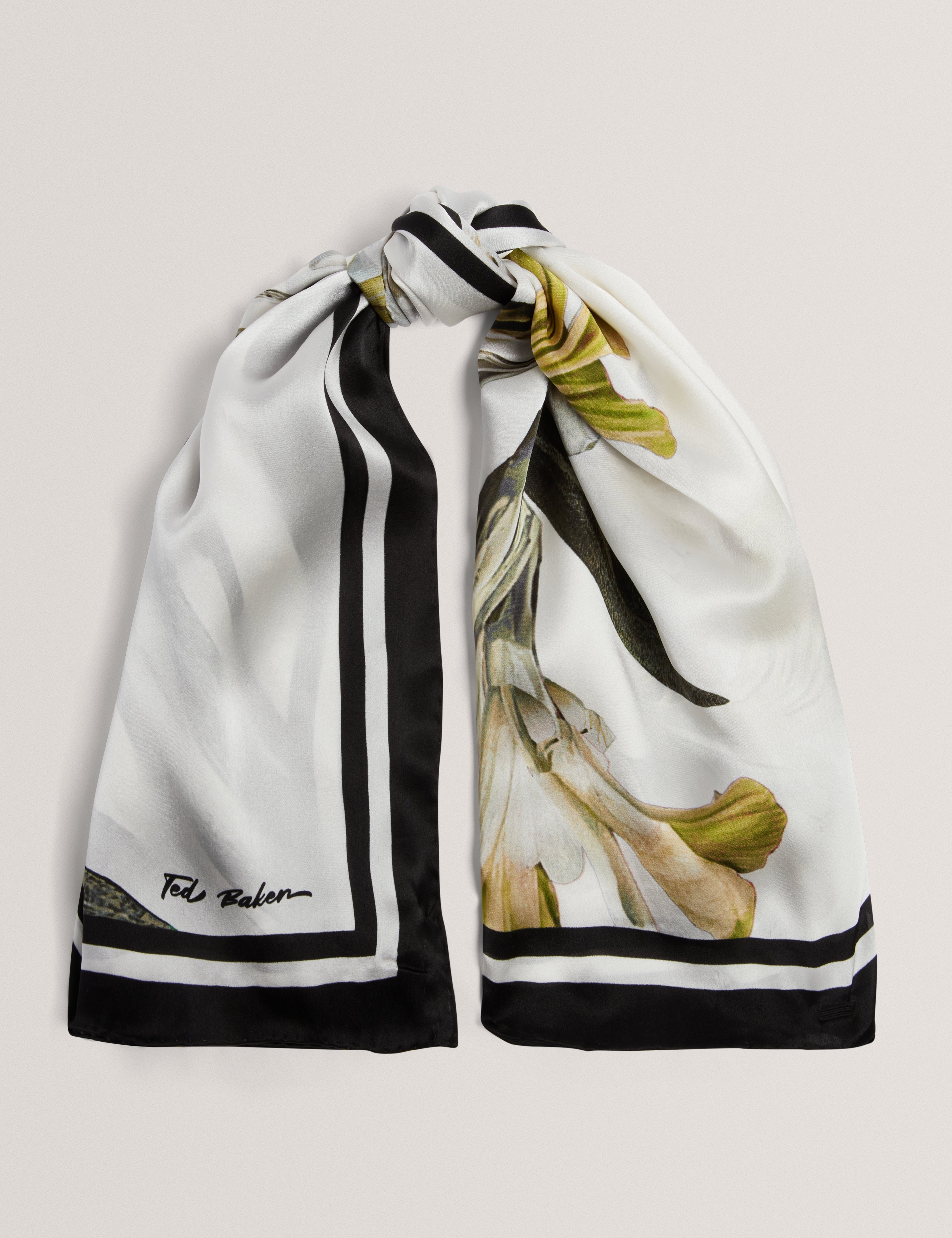 Irissi Printed Square Silk Scarf Ecru