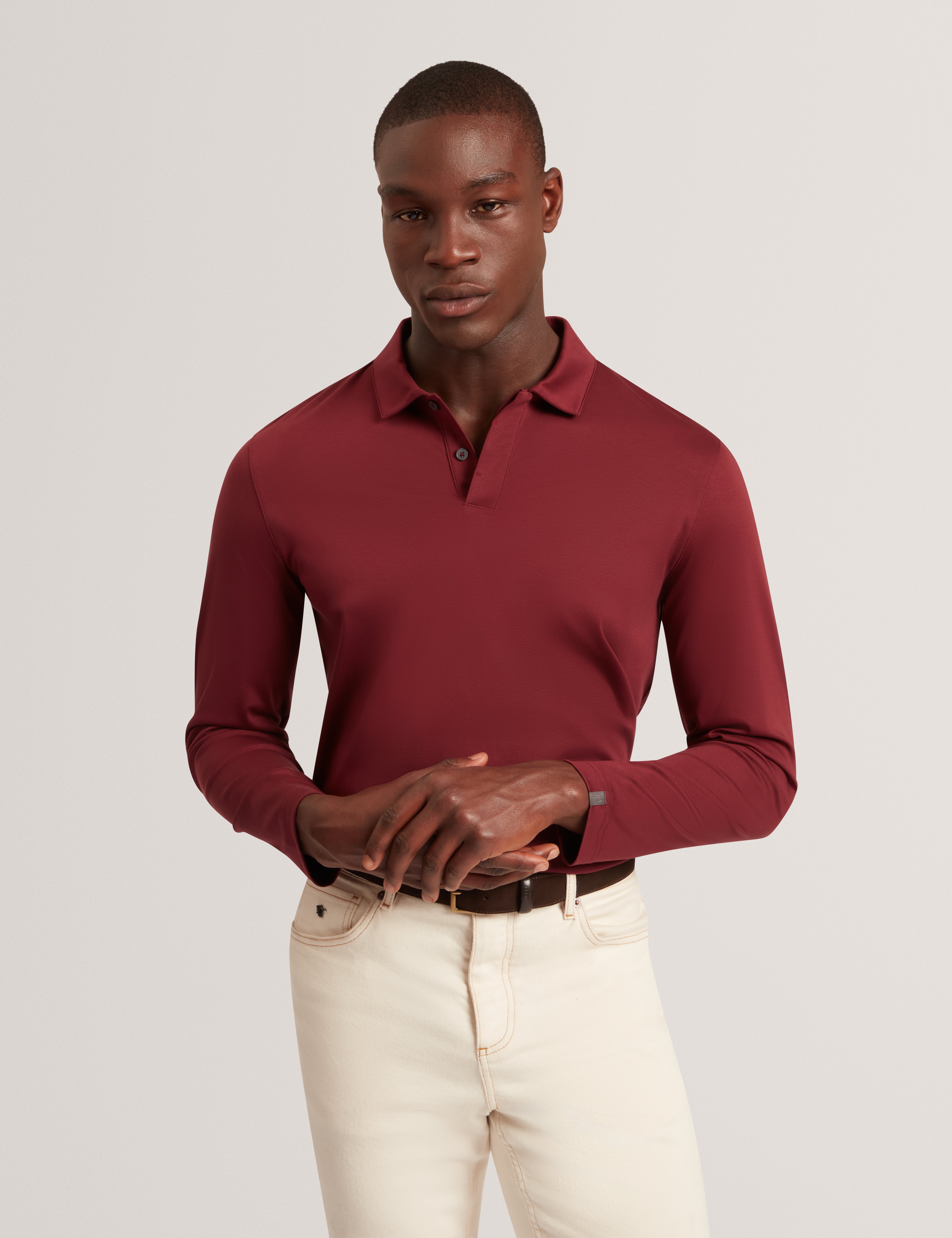 Ignac Long Sleeve Regular Soft Touch Polo Maroon