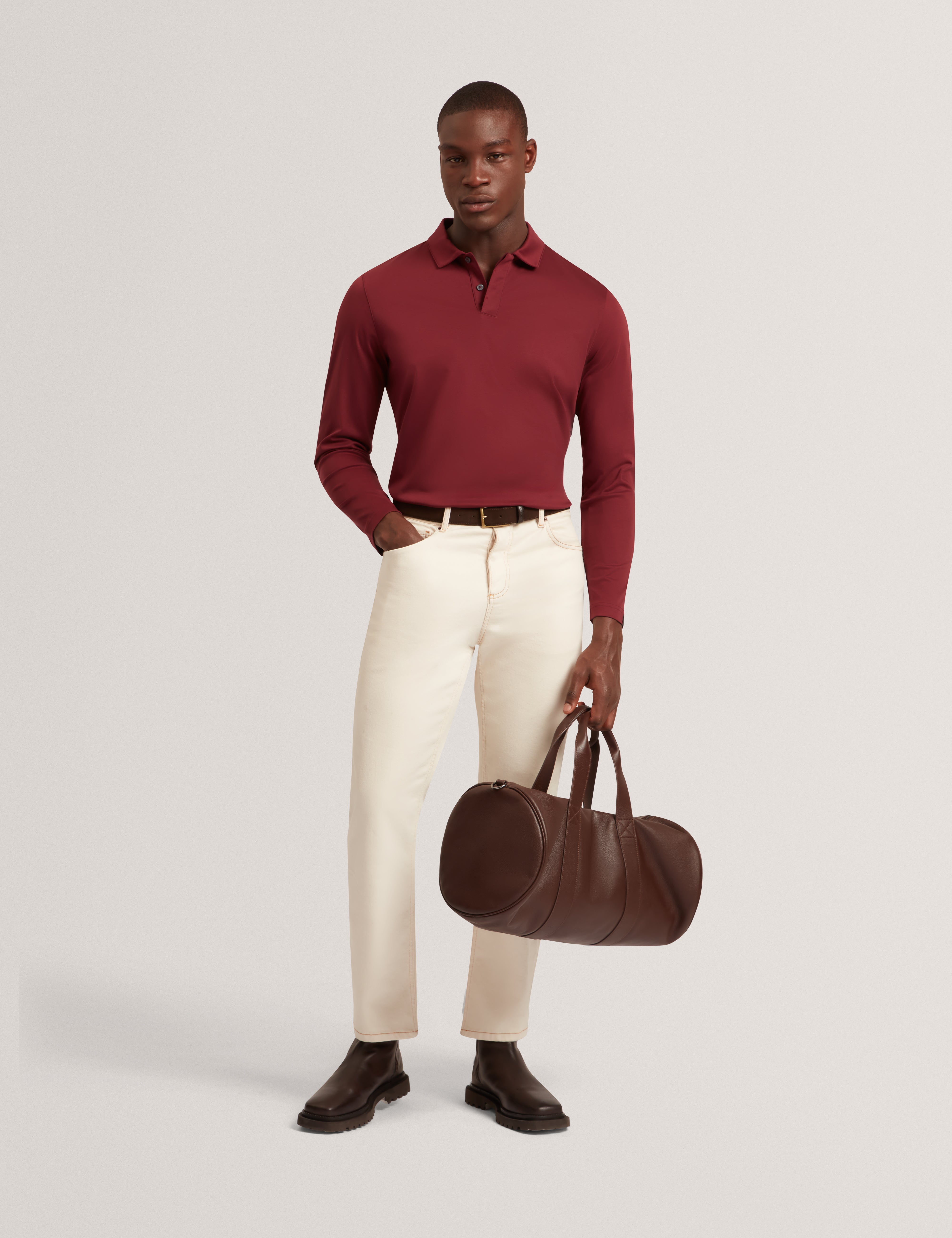 Ignac Long Sleeve Regular Soft Touch Polo Maroon