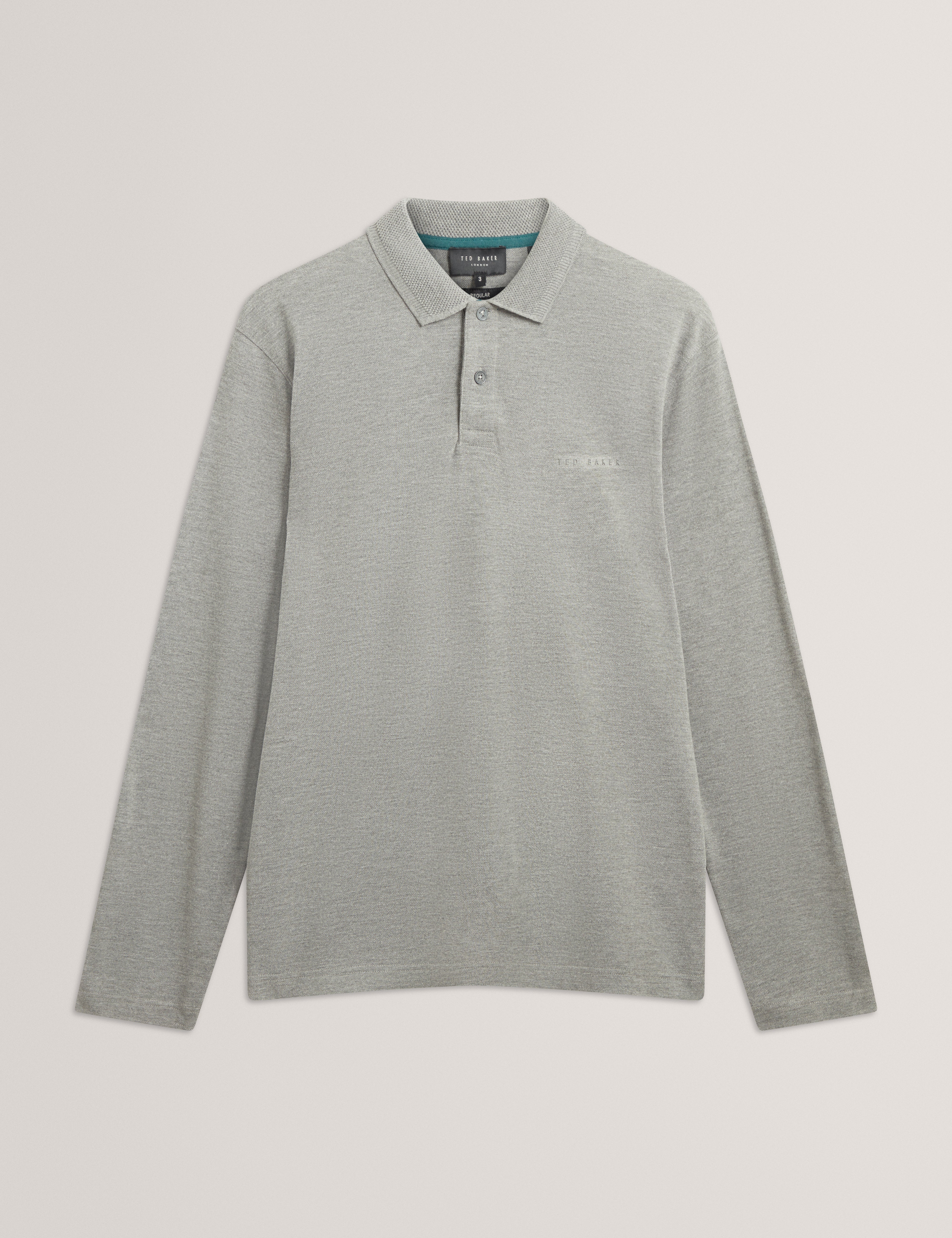 Woan Branded Honeycomb Trim Ls Polo Mid-Grey