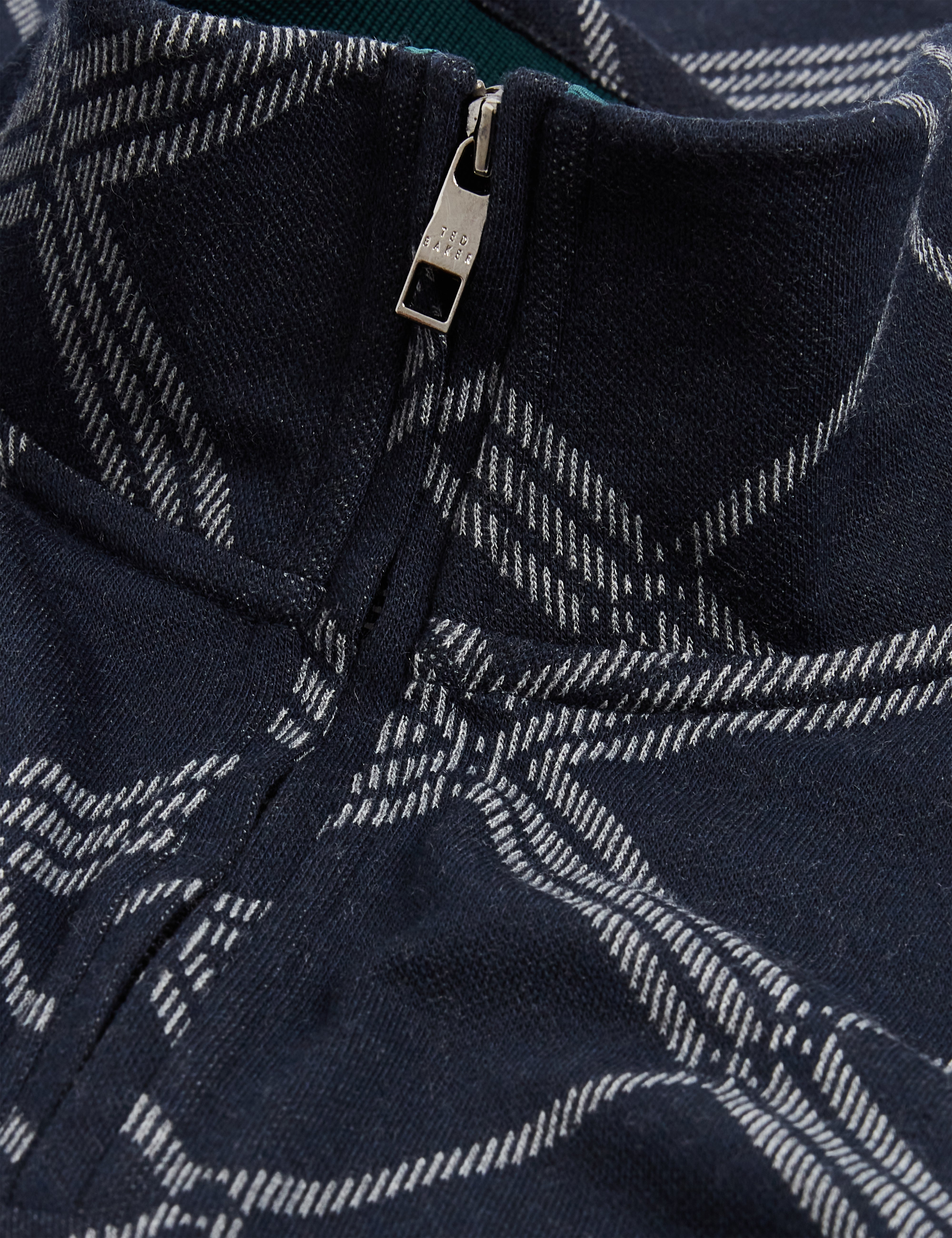 Kafii Argyle Jacquard Half Zip Navy