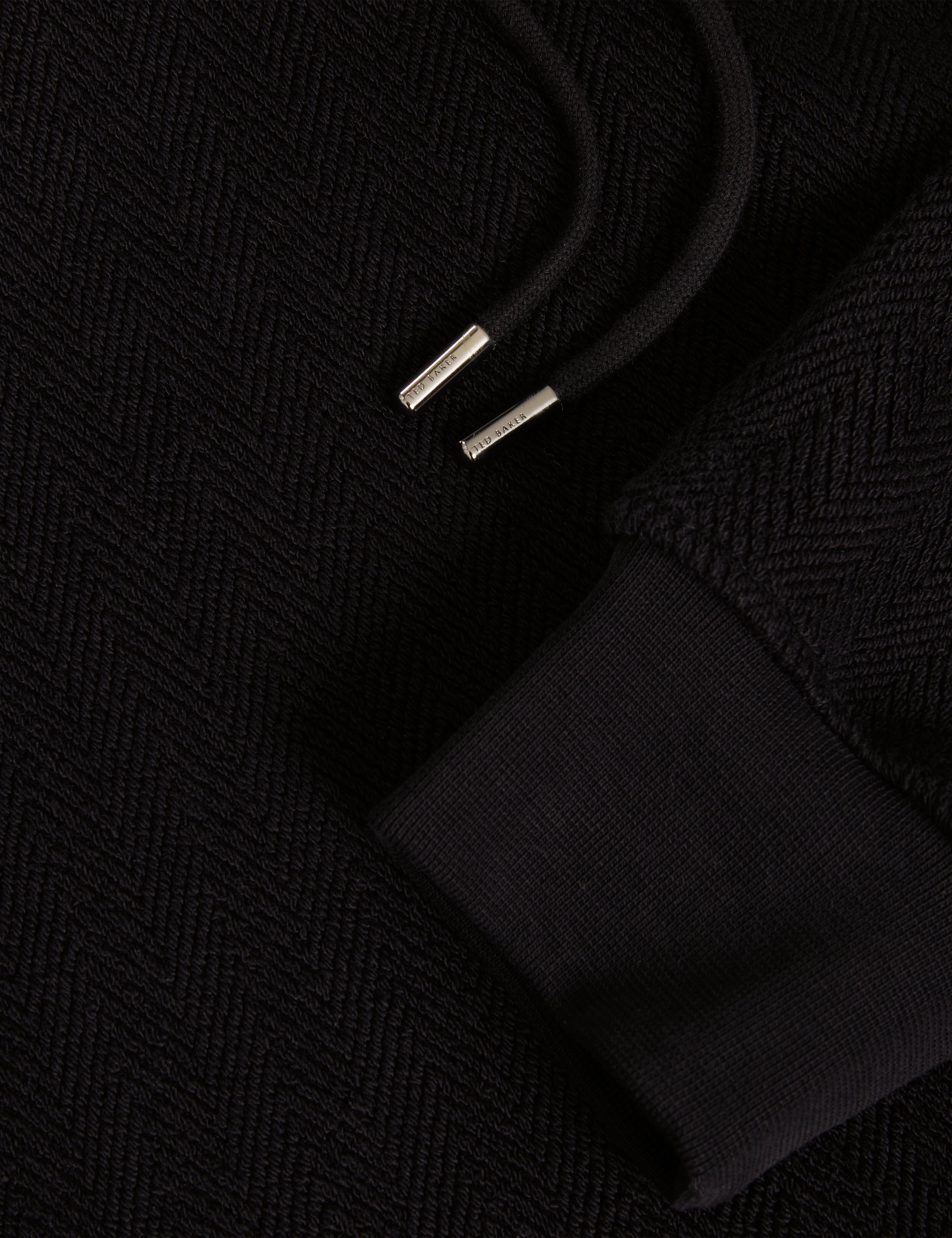 Seatle Herringbone Texture Hoodie Black
