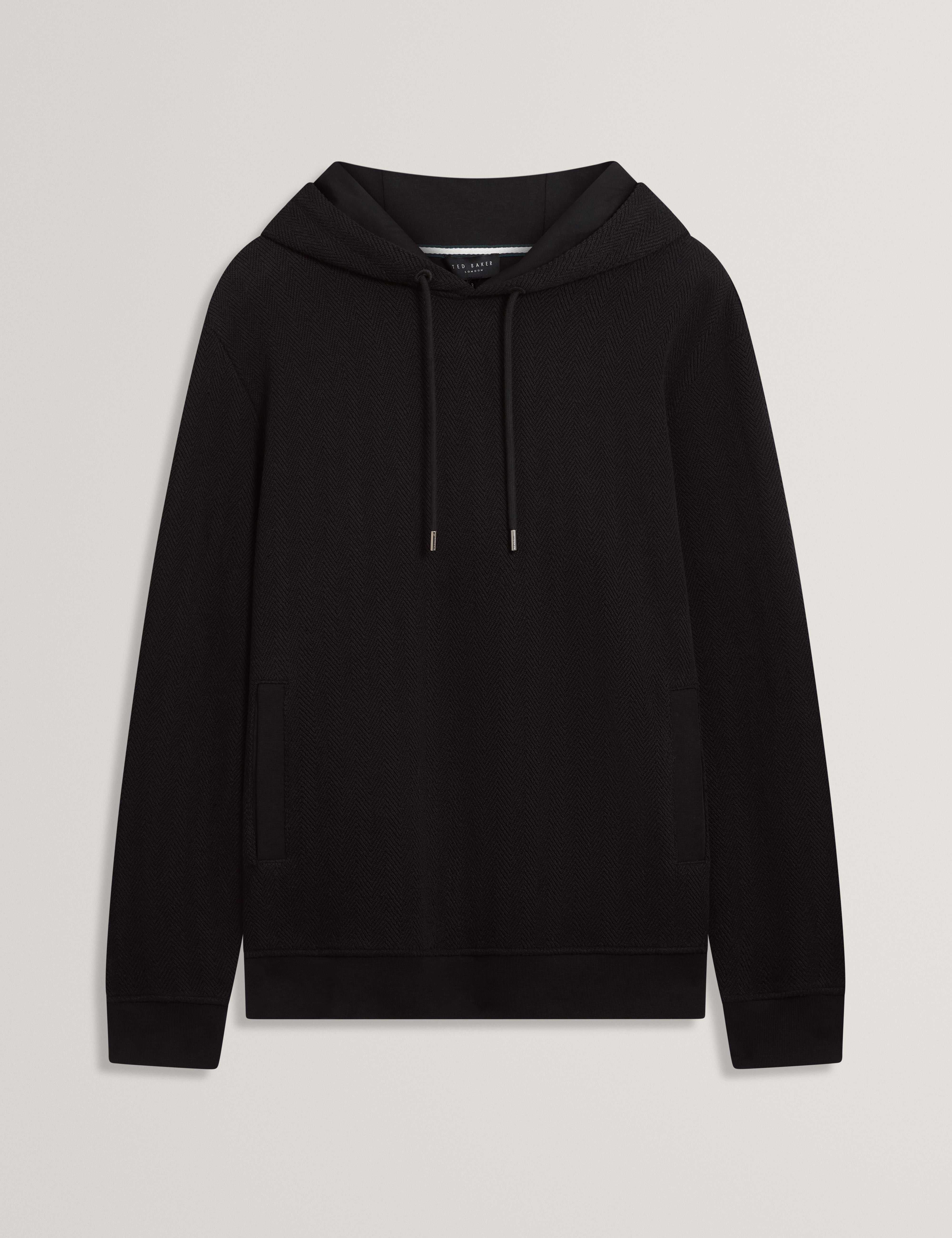 Seatle Herringbone Texture Hoodie Black