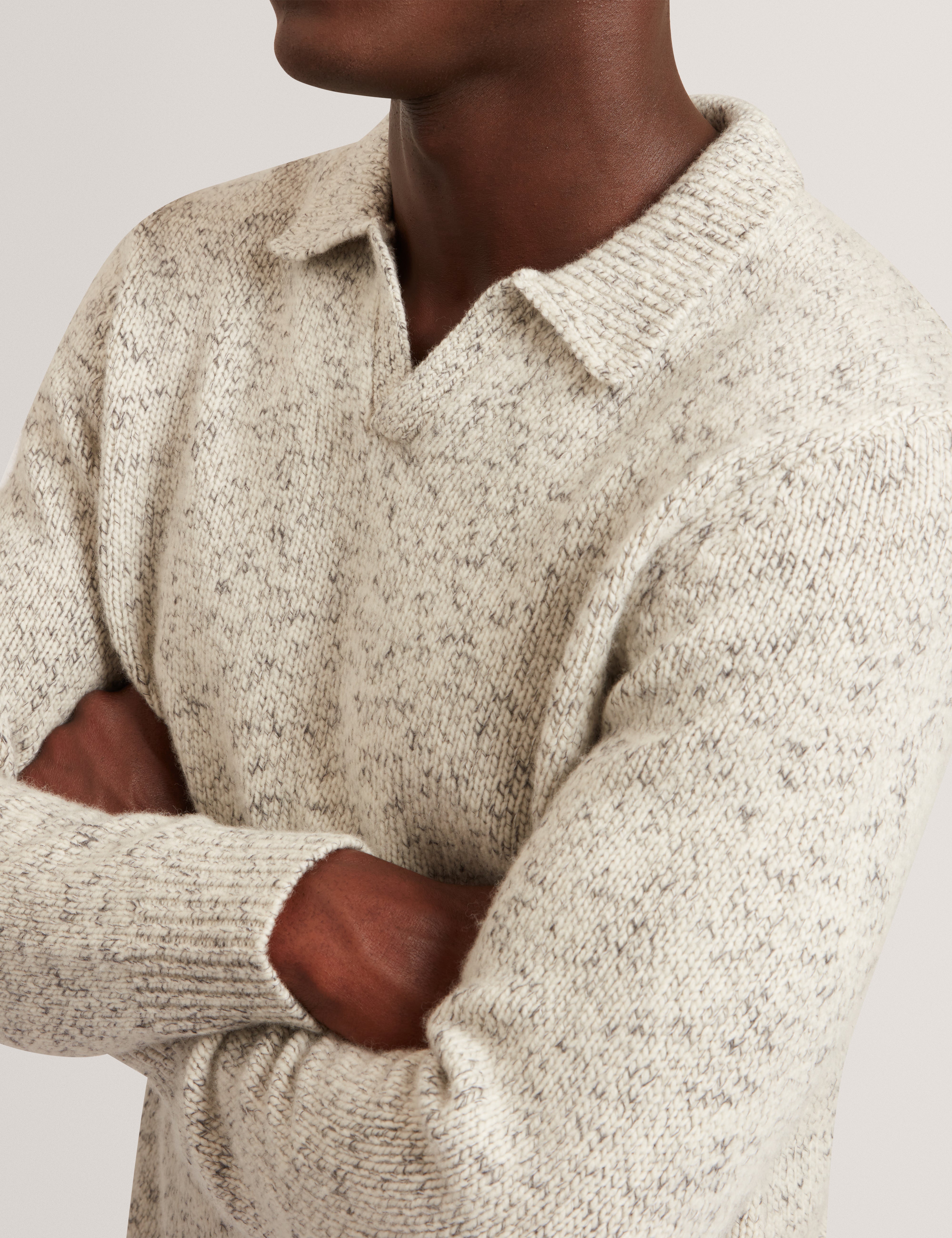 Berreto Relaxed Open Neck Twisted Polo Lt-Grey
