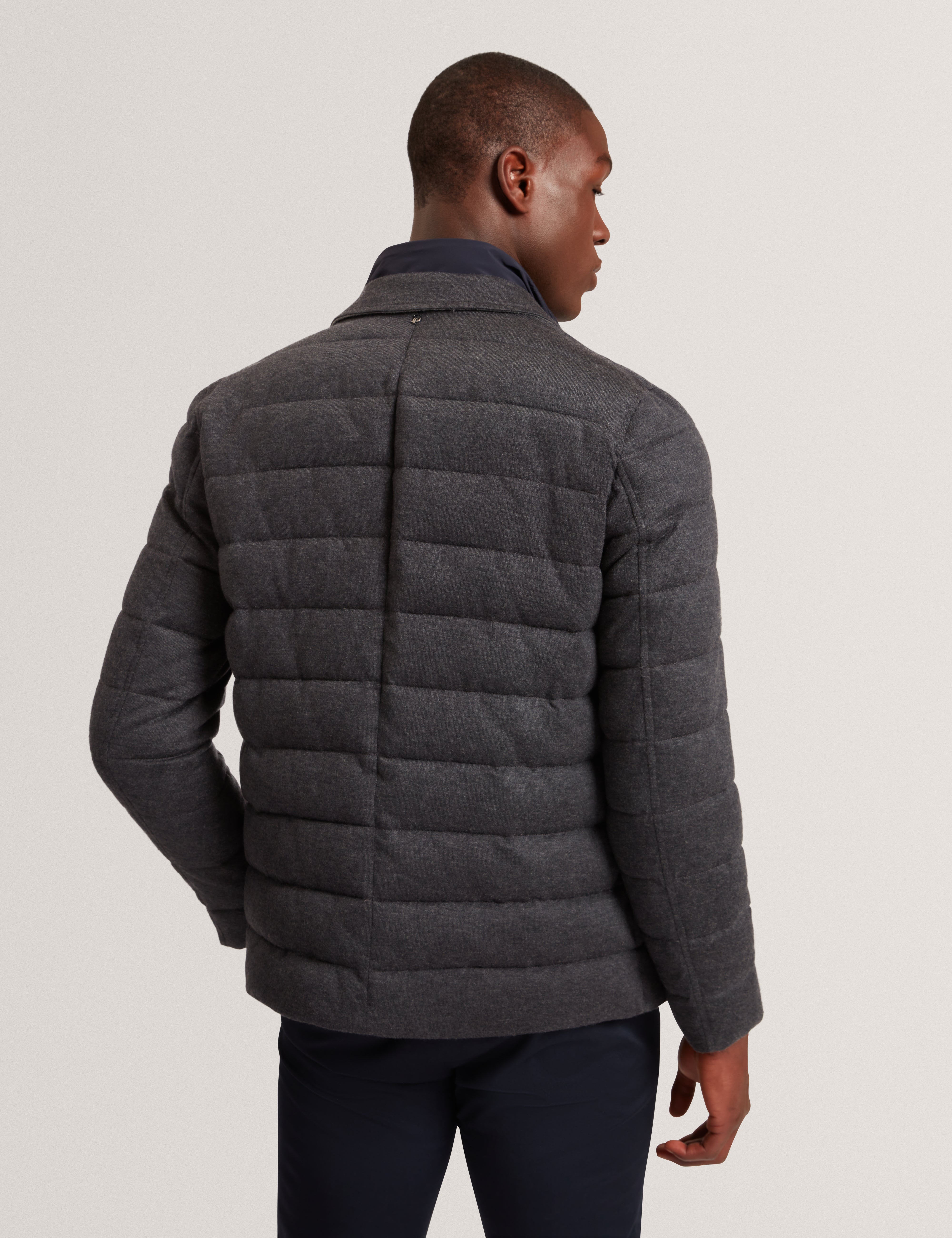 Gerome Fine Knit Quilted Blazer With Mock Liner Charcoal