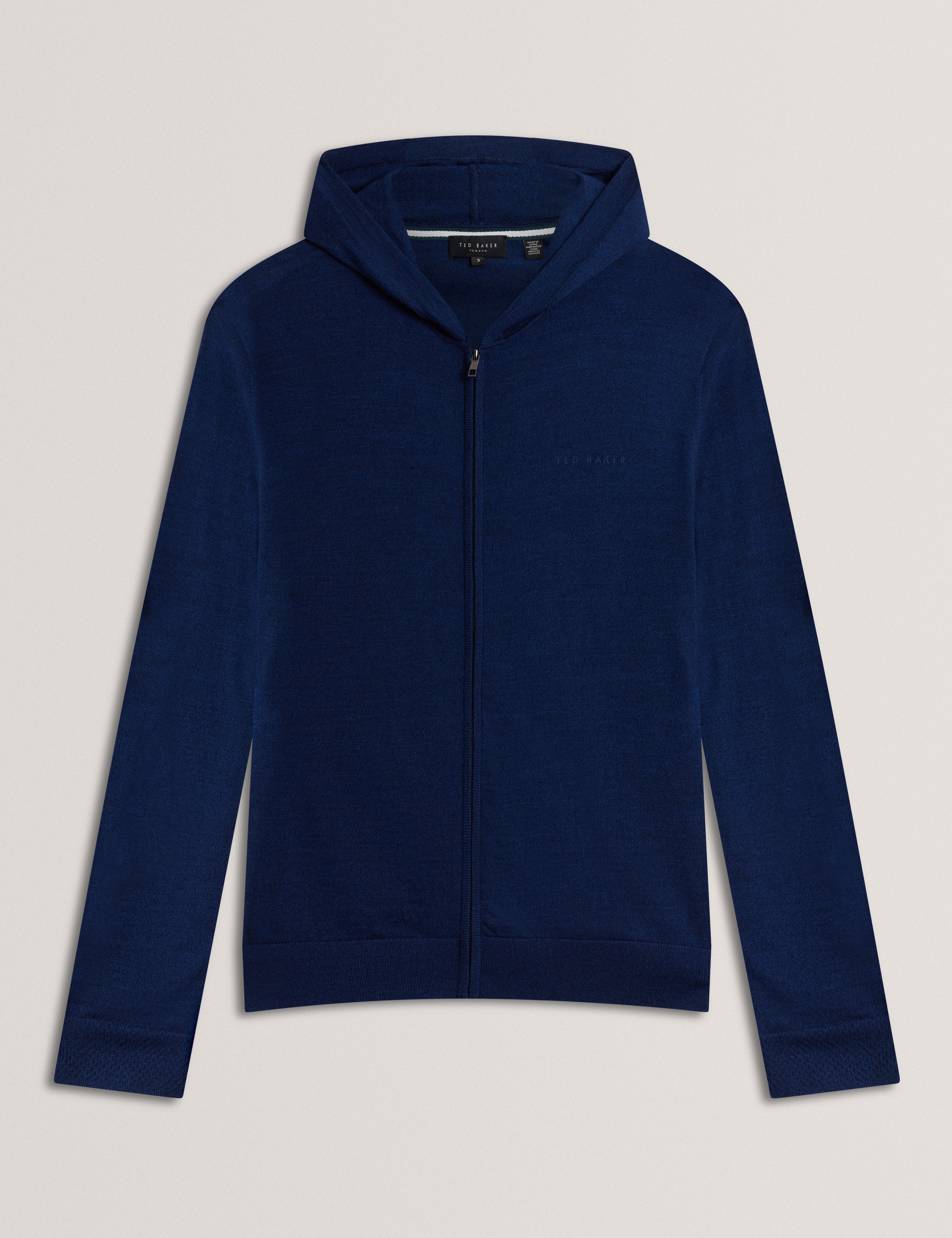Tarence Branded Merino Knitted Hoodie Navy