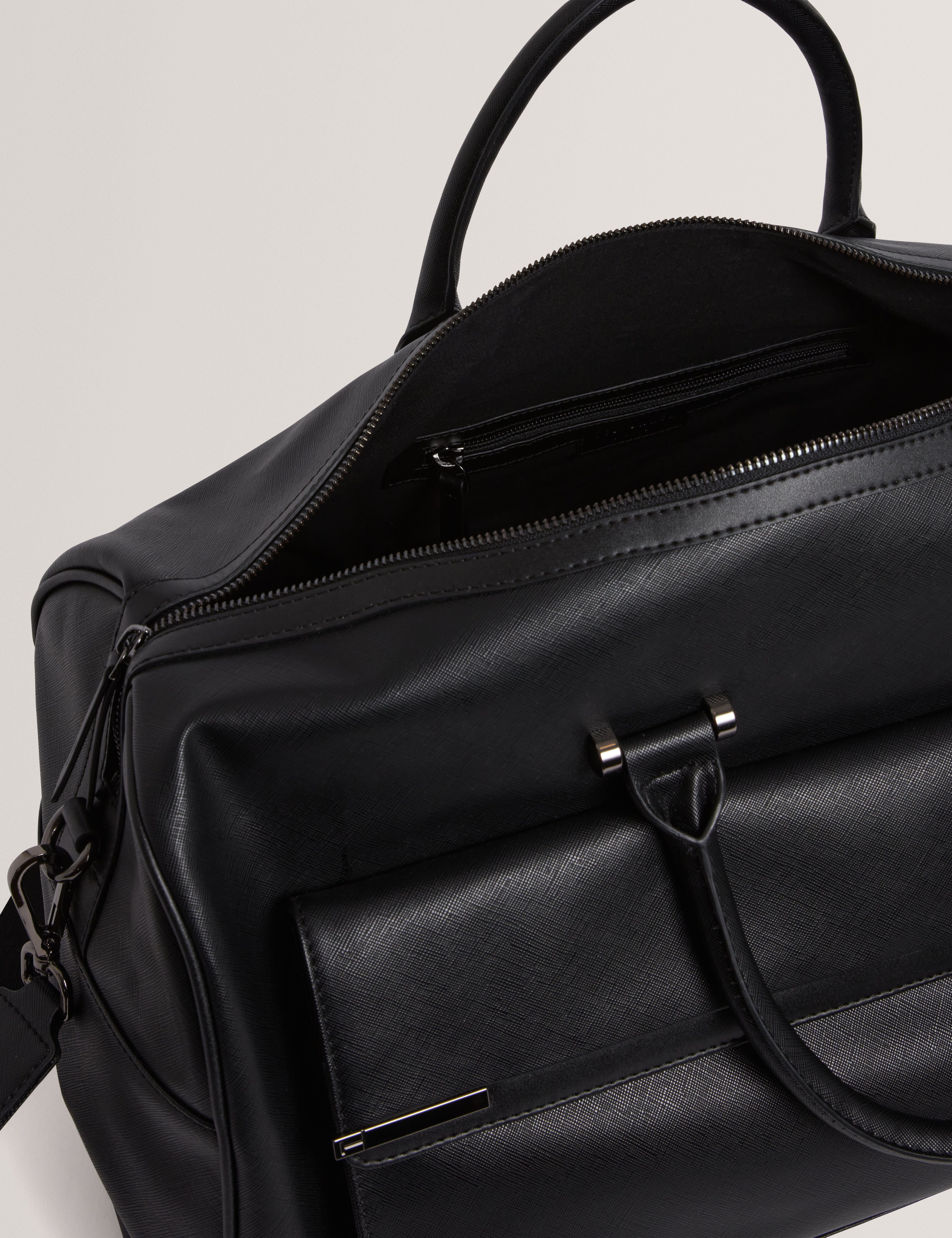 Samber Tie Bar Detail Pu Holdall Bag Black