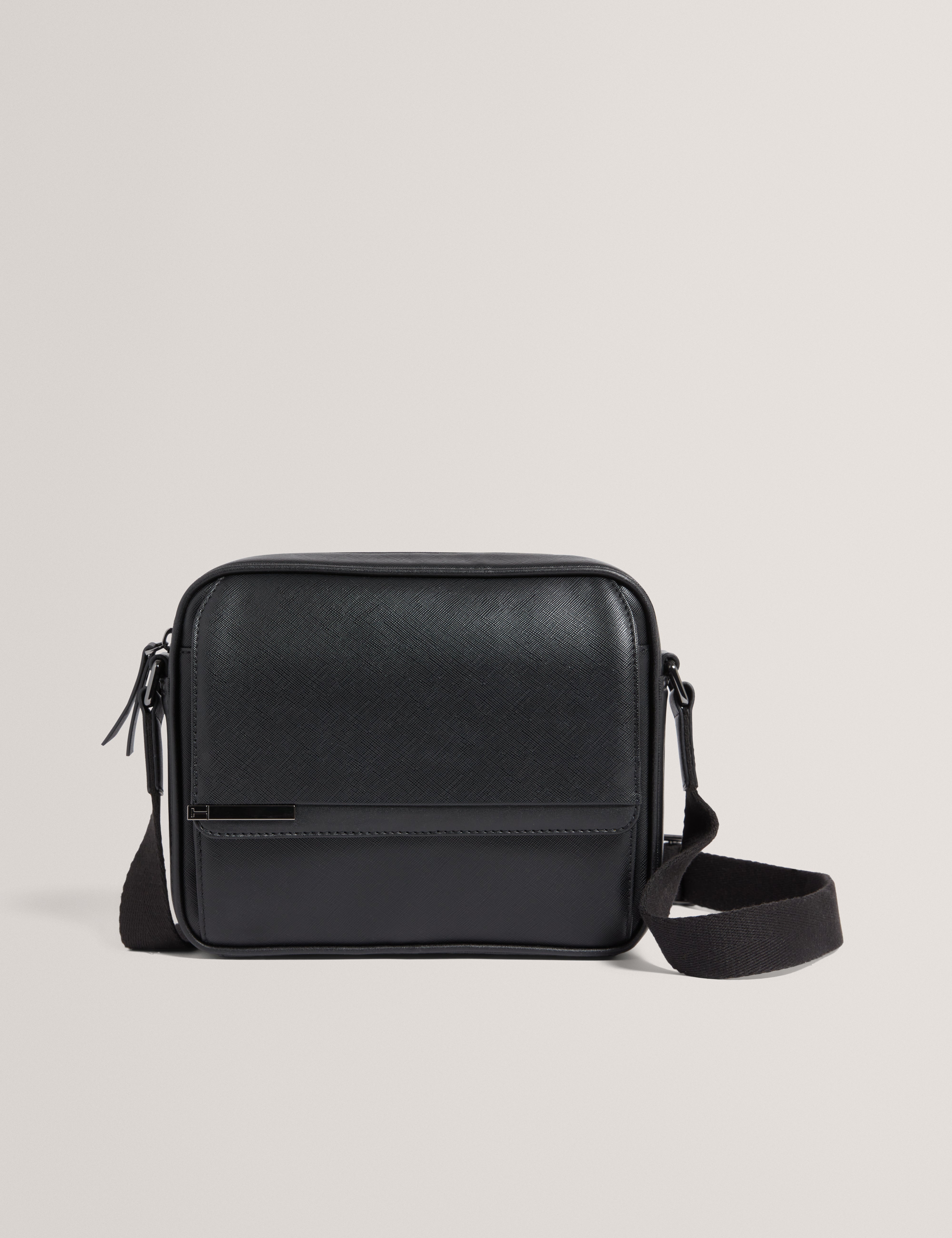 Sampson Tie Bar Detail Pu Messenger Bag Black