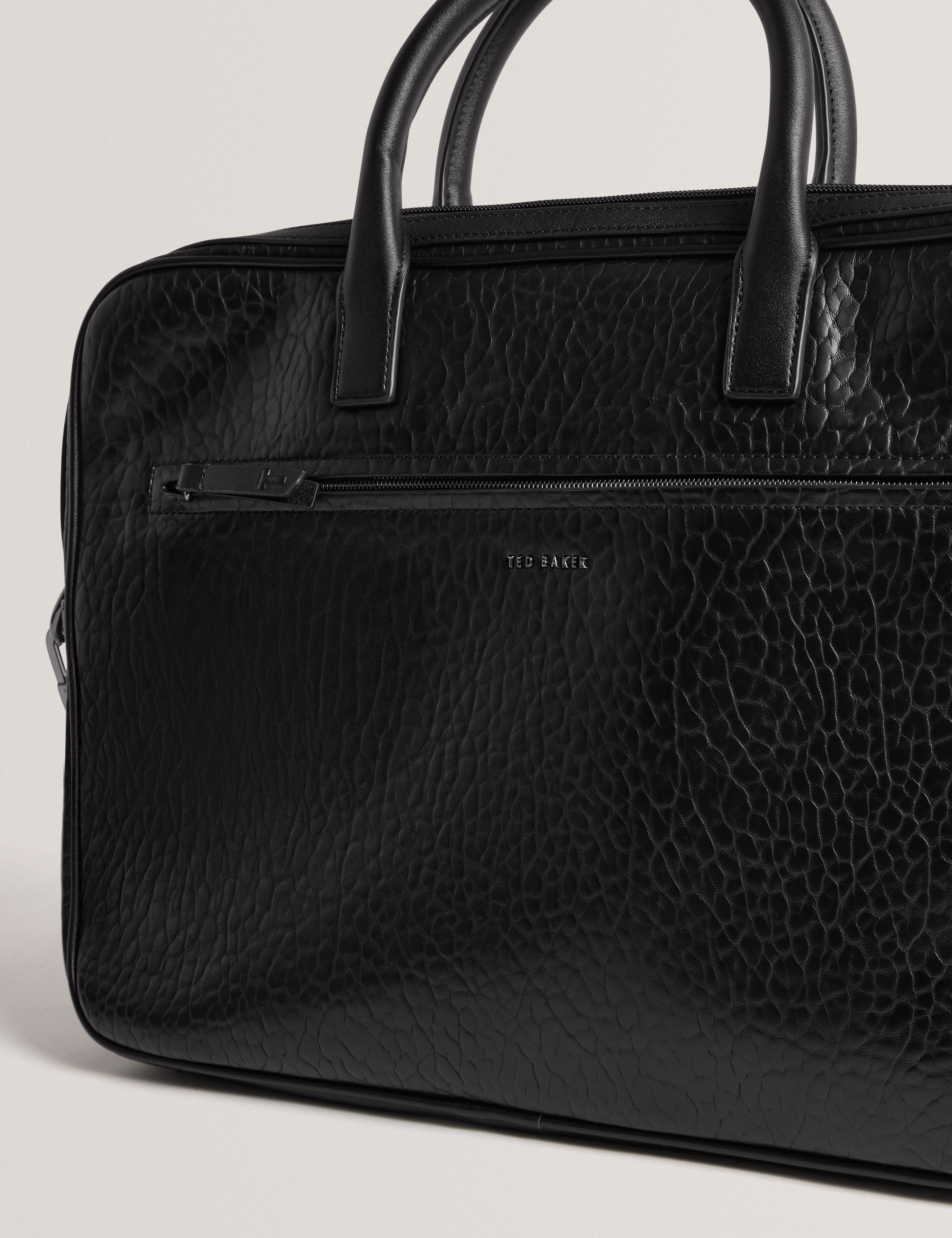 Pedrro Pebbled Pu Document Bag Black