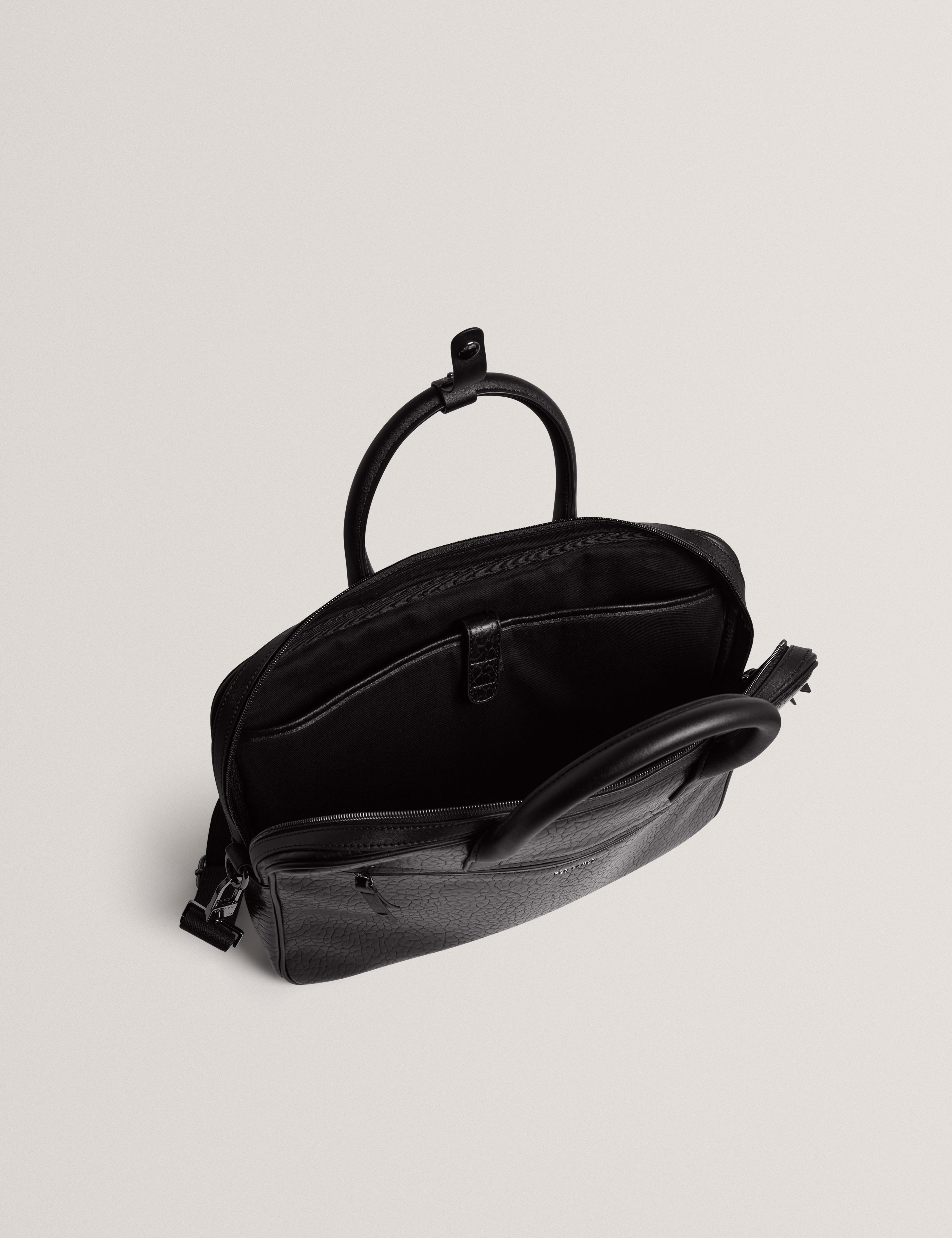 Pedrro Pebbled Pu Document Bag Black