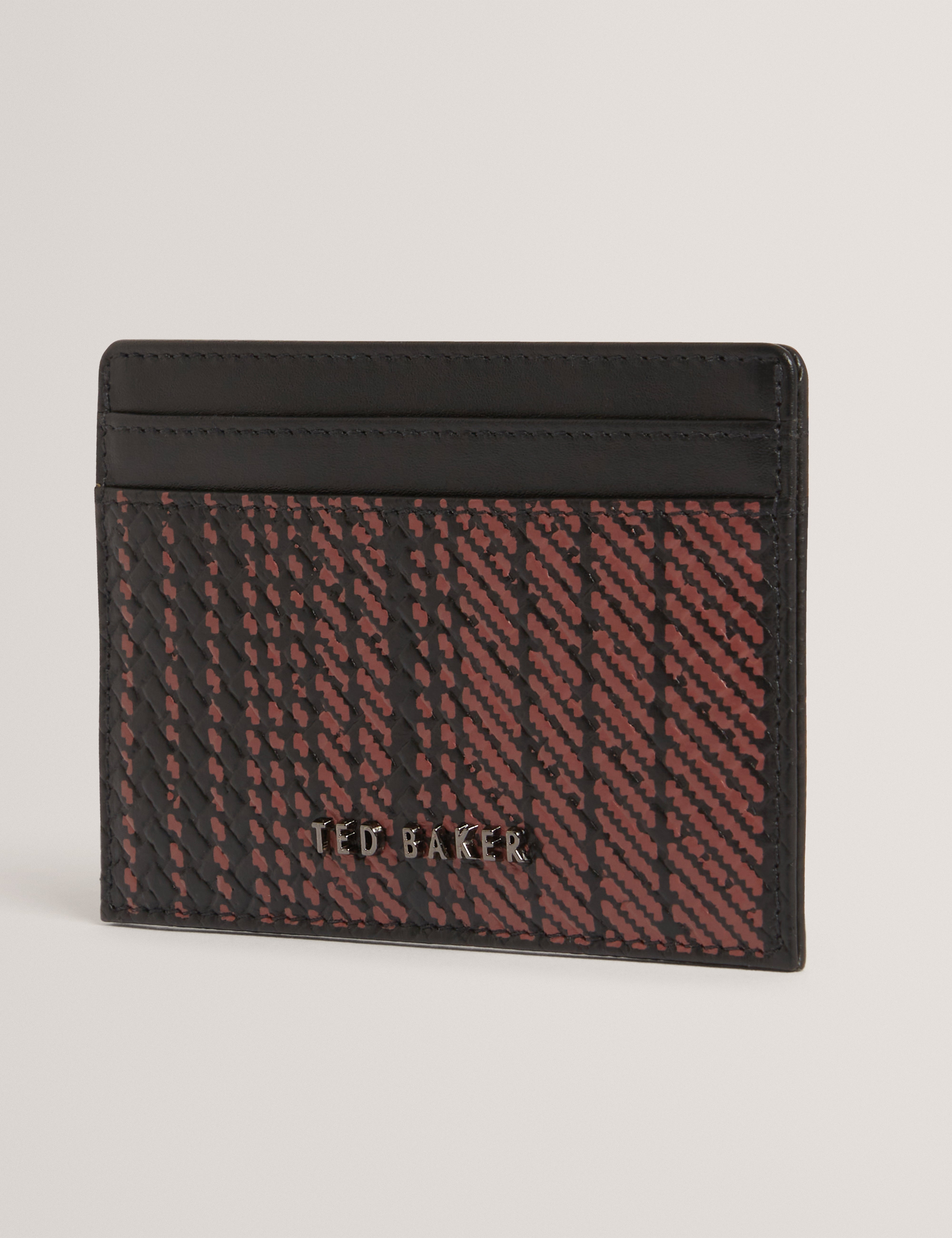 Walston Printed Weave Leather Cardholder Black
