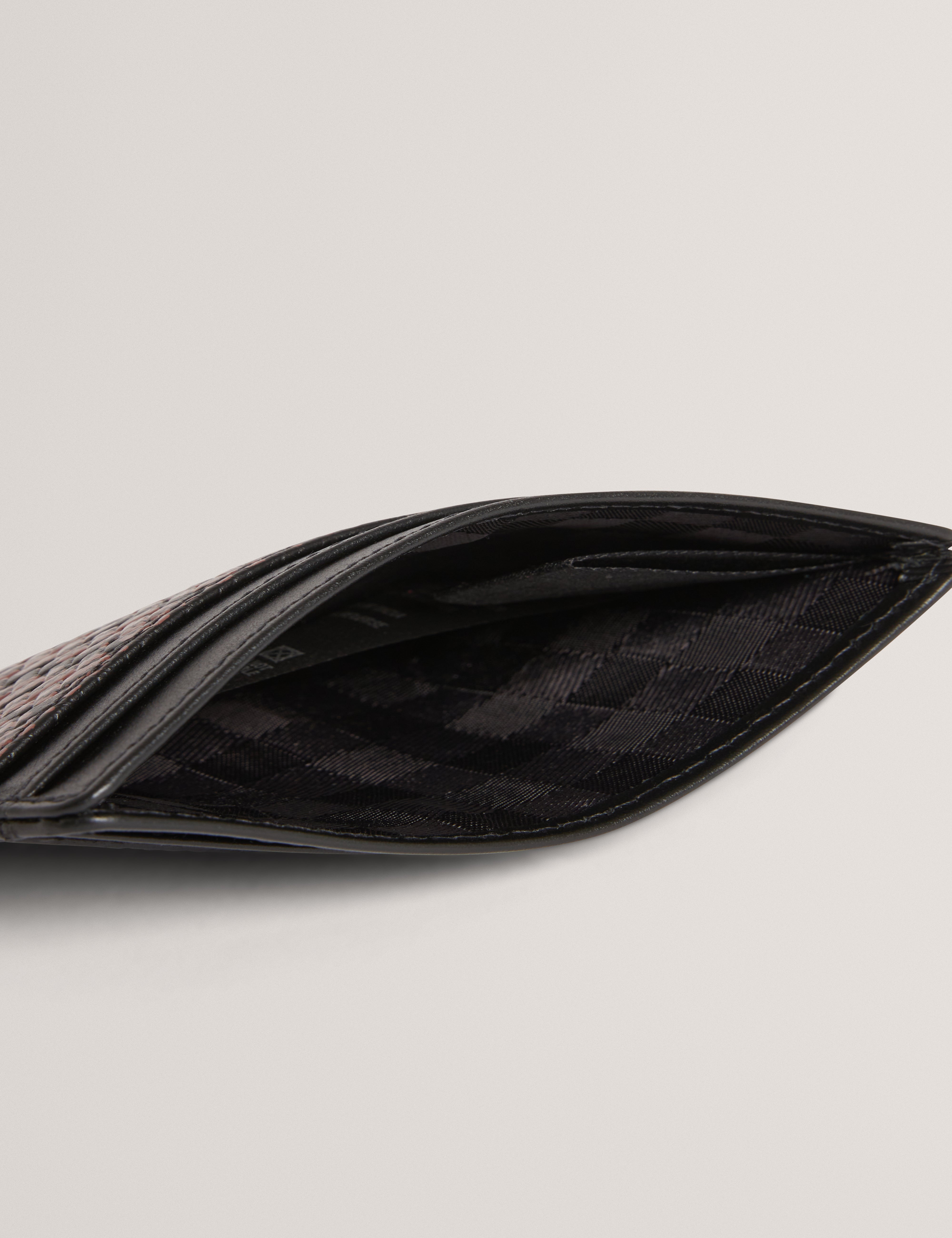 Walston Printed Weave Leather Cardholder Black