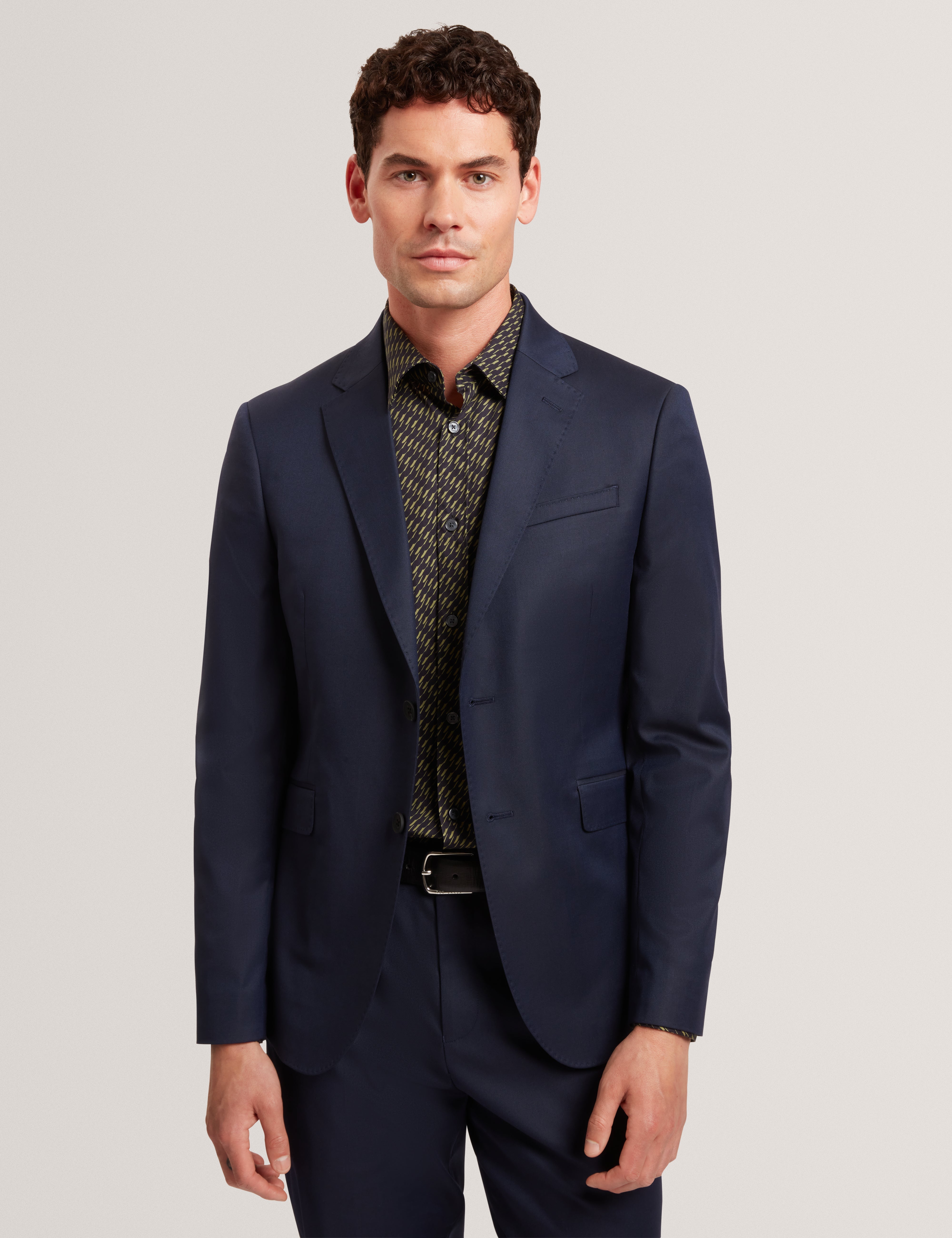 Saisonj Slim Fit Wool Blend Suit Blazer With Str Navy