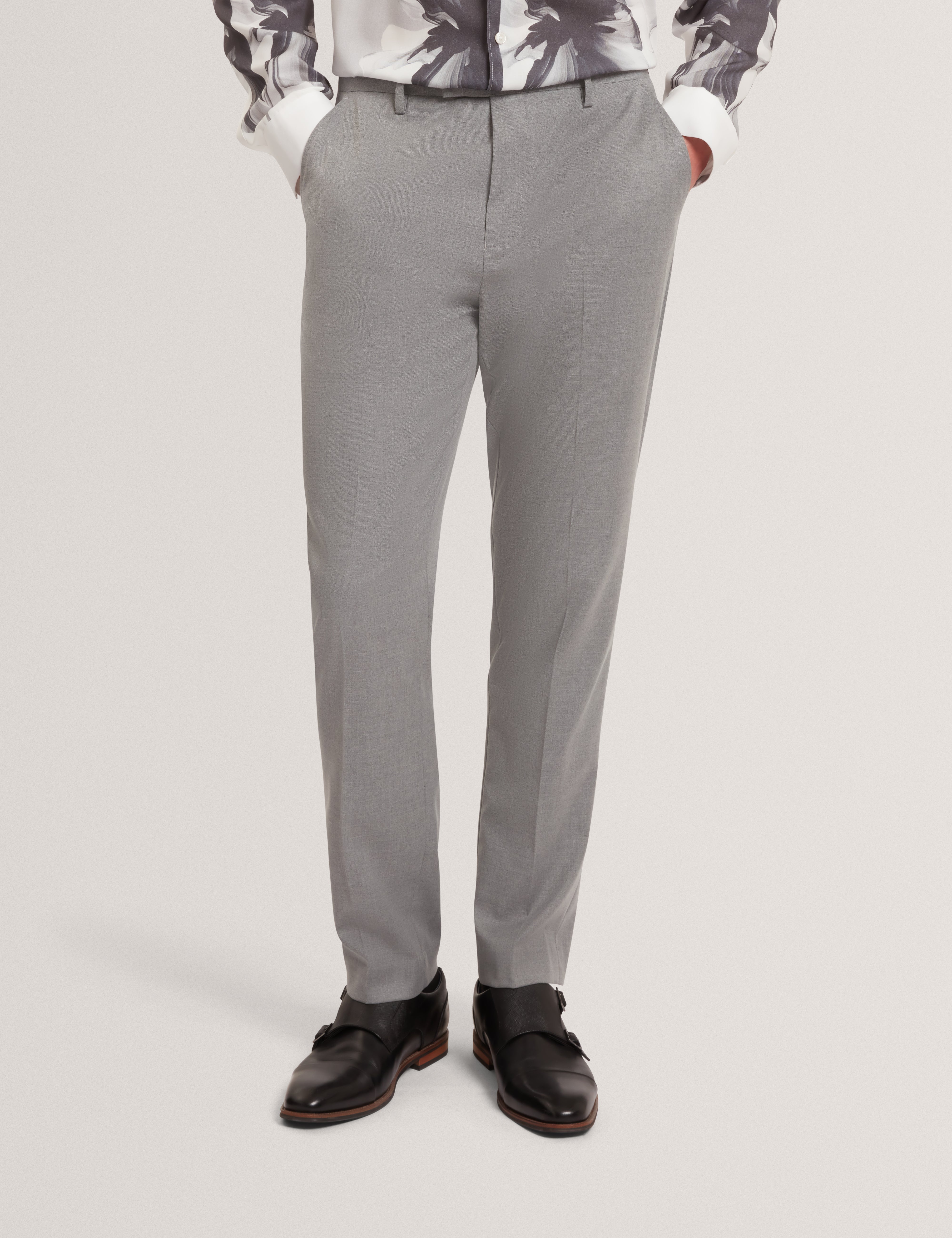 Saisont Slim Wool Blend Trouser With Stretch Lt-Grey