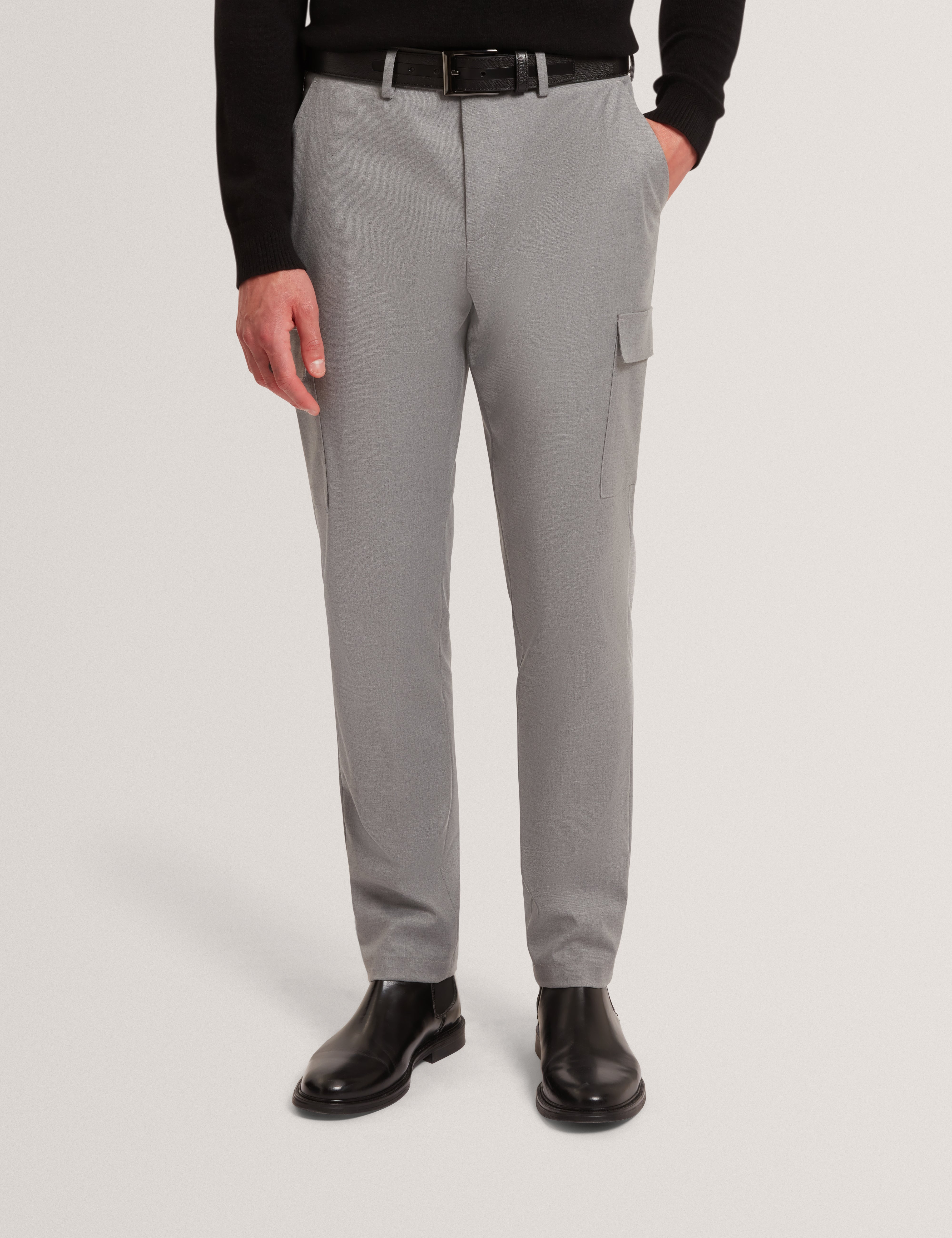 Lional Slim Wool Blend Cargo Trouser Grey