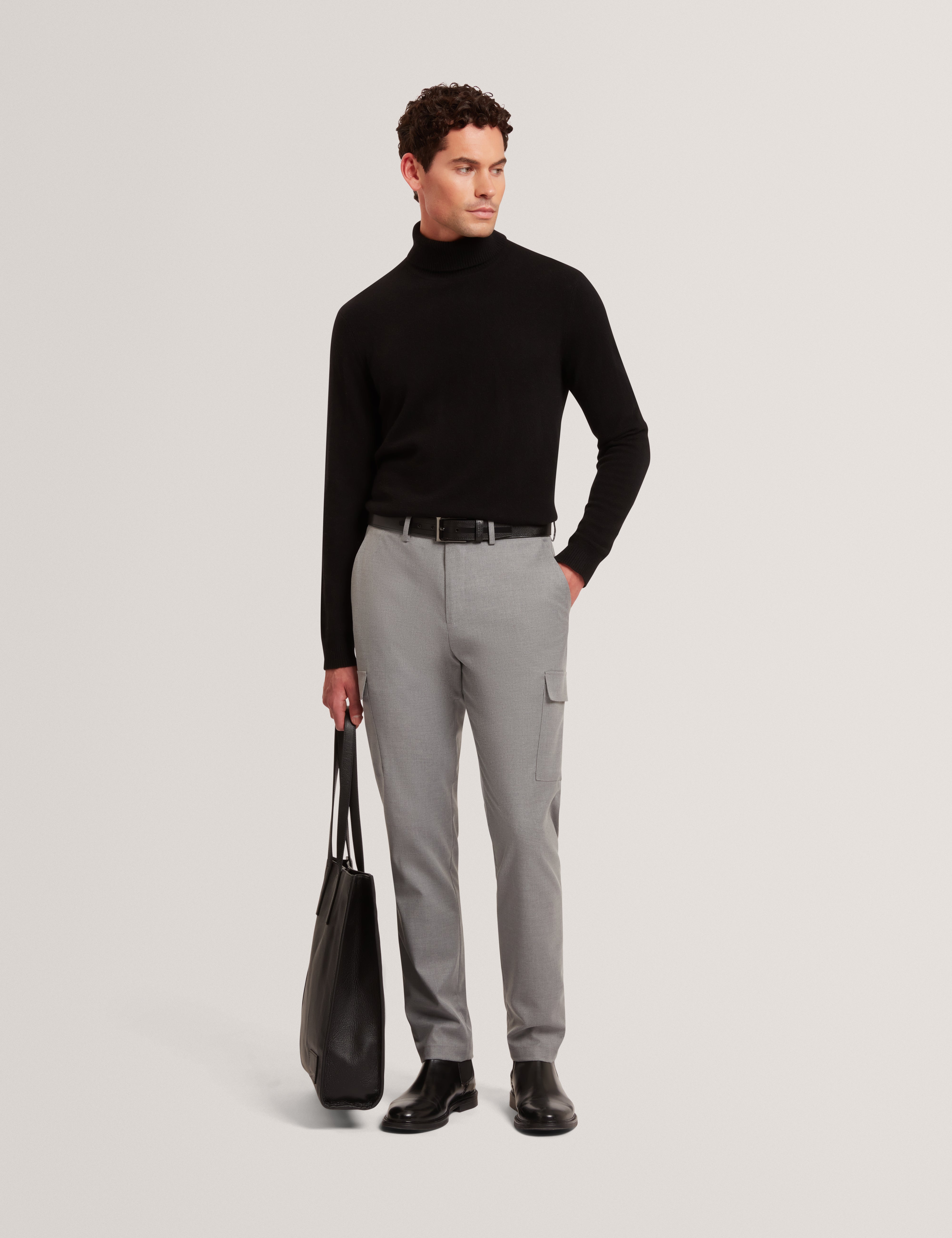 Lional Slim Wool Blend Cargo Trouser Grey
