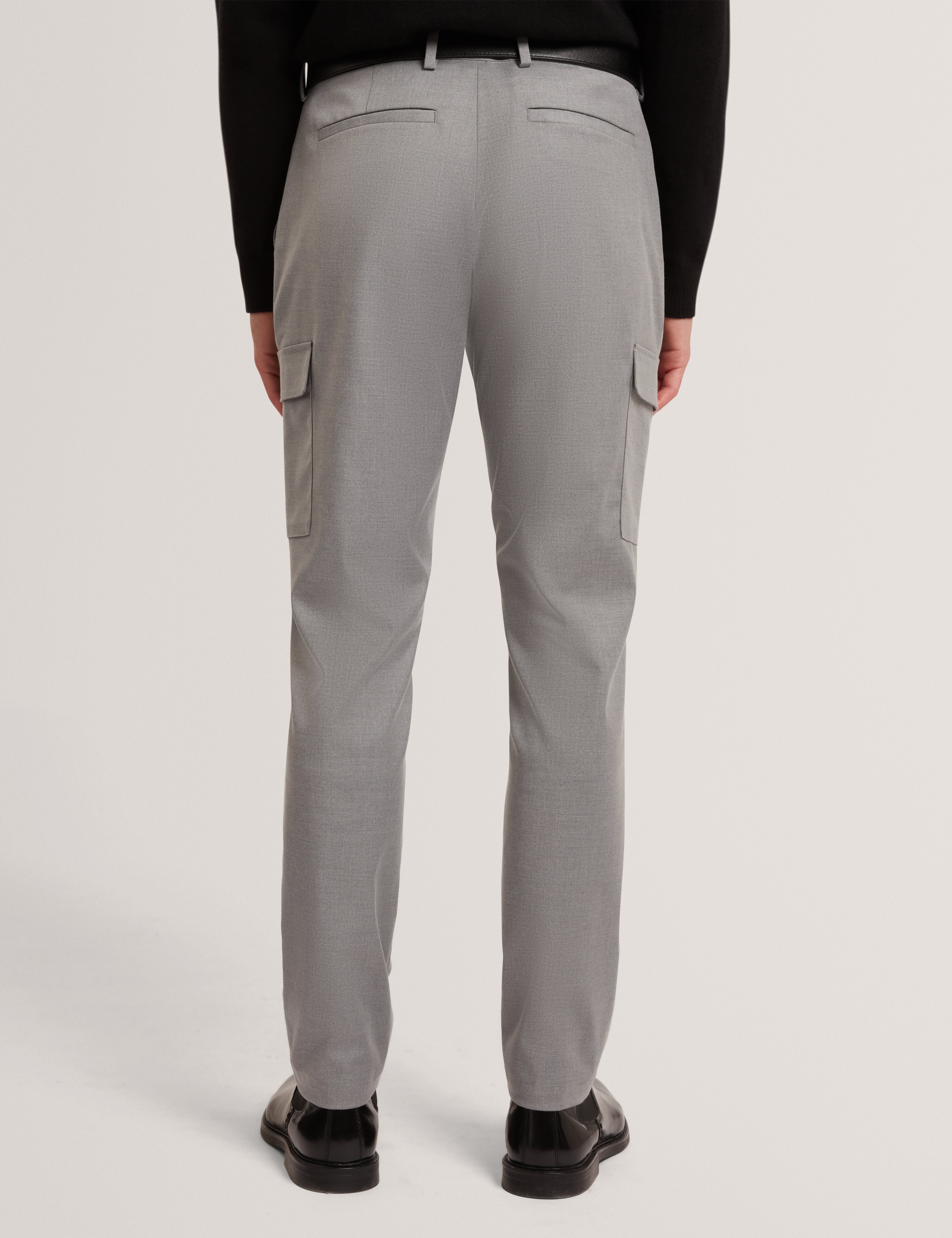 Lional Slim Wool Blend Cargo Trouser Grey