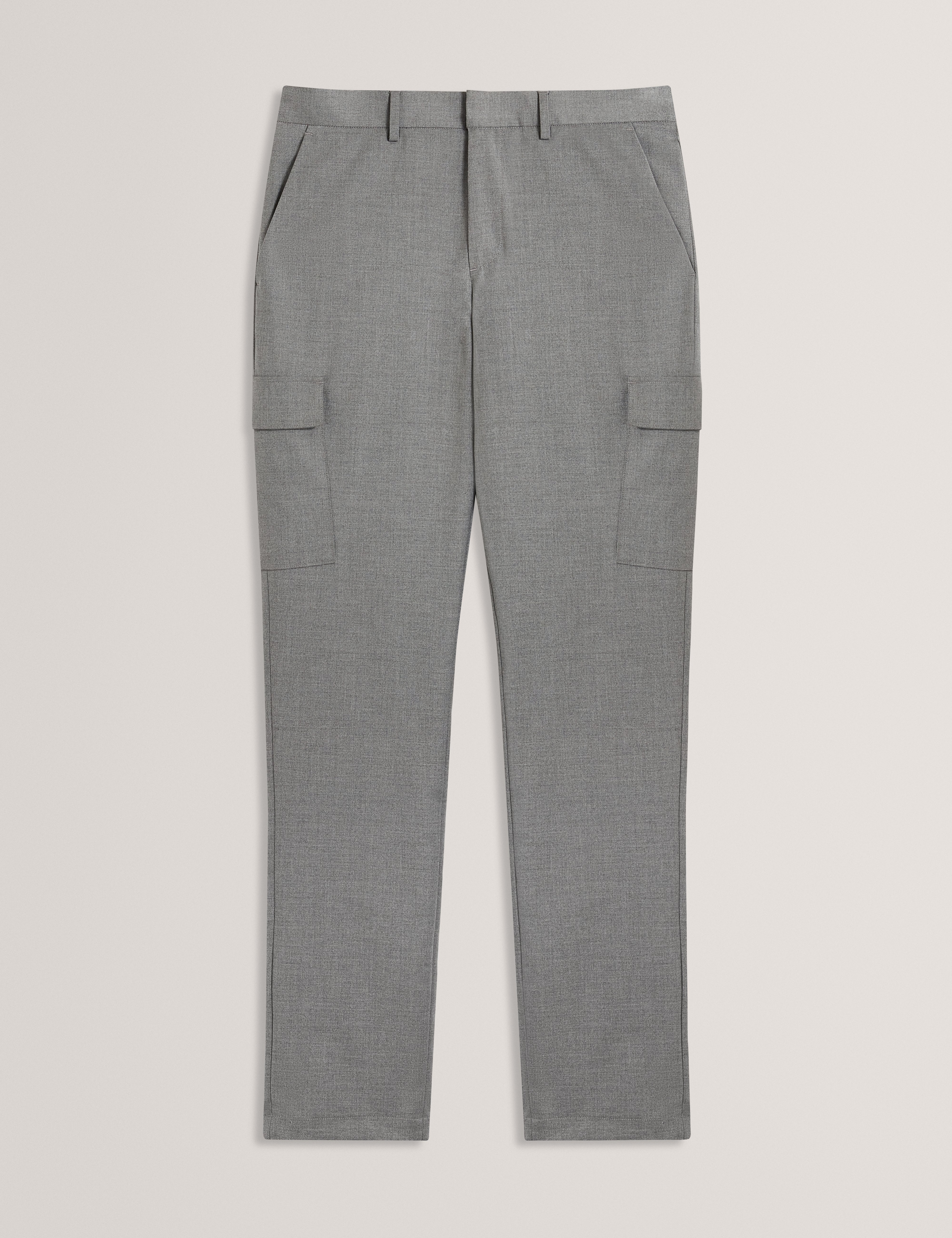 Lional Slim Wool Blend Cargo Trouser Grey