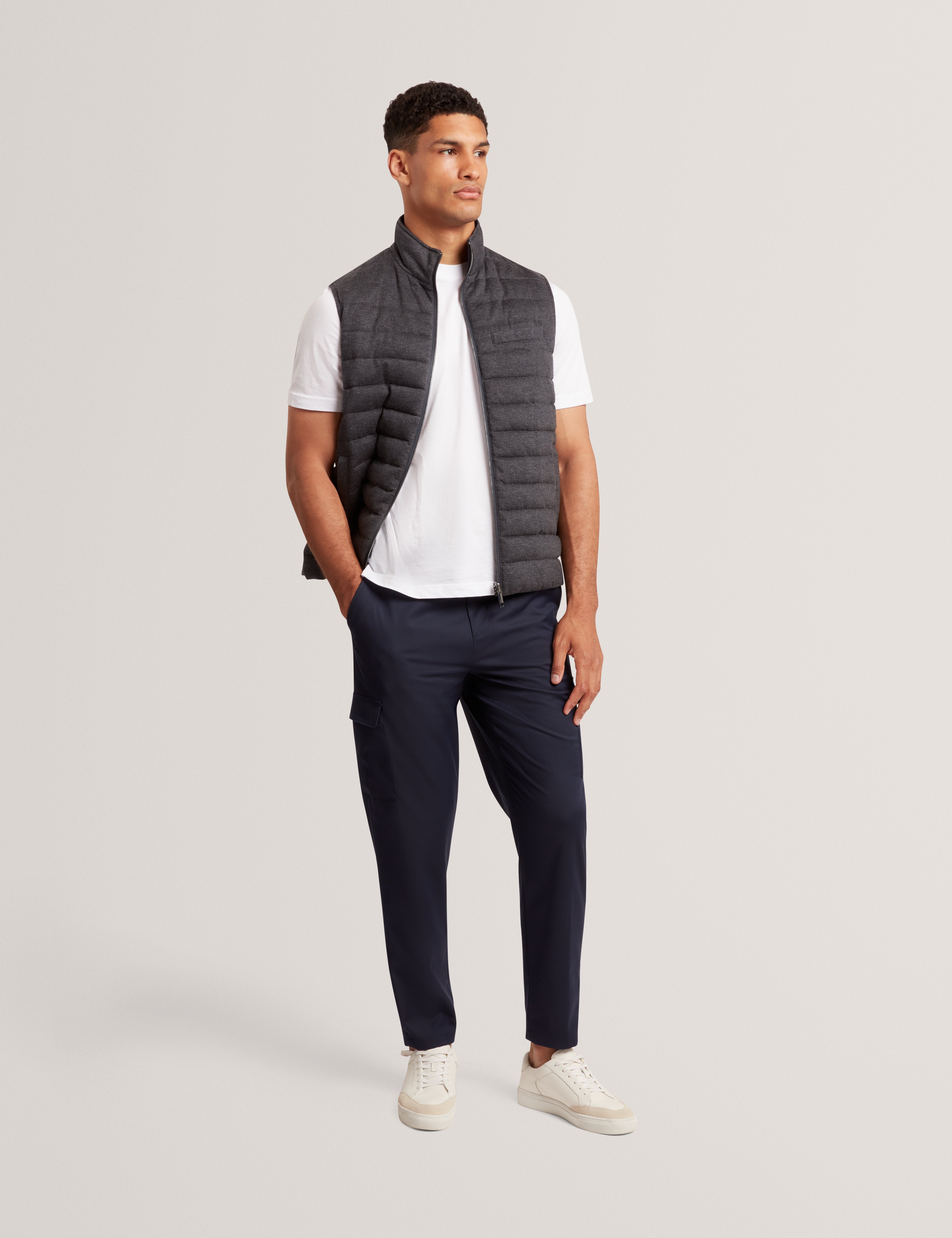 Lional Slim Wool Blend Cargo Trouser Navy